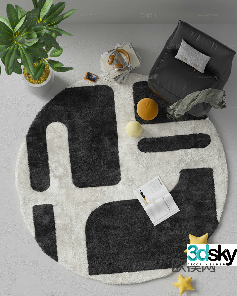 Modern round carpet 3d model