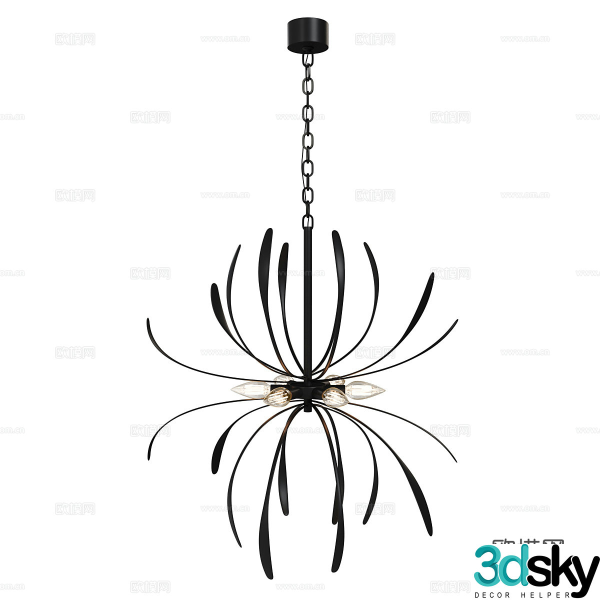 Modern minimalist chandelier black chandelier dining room chandelier living room chandelier 3d model