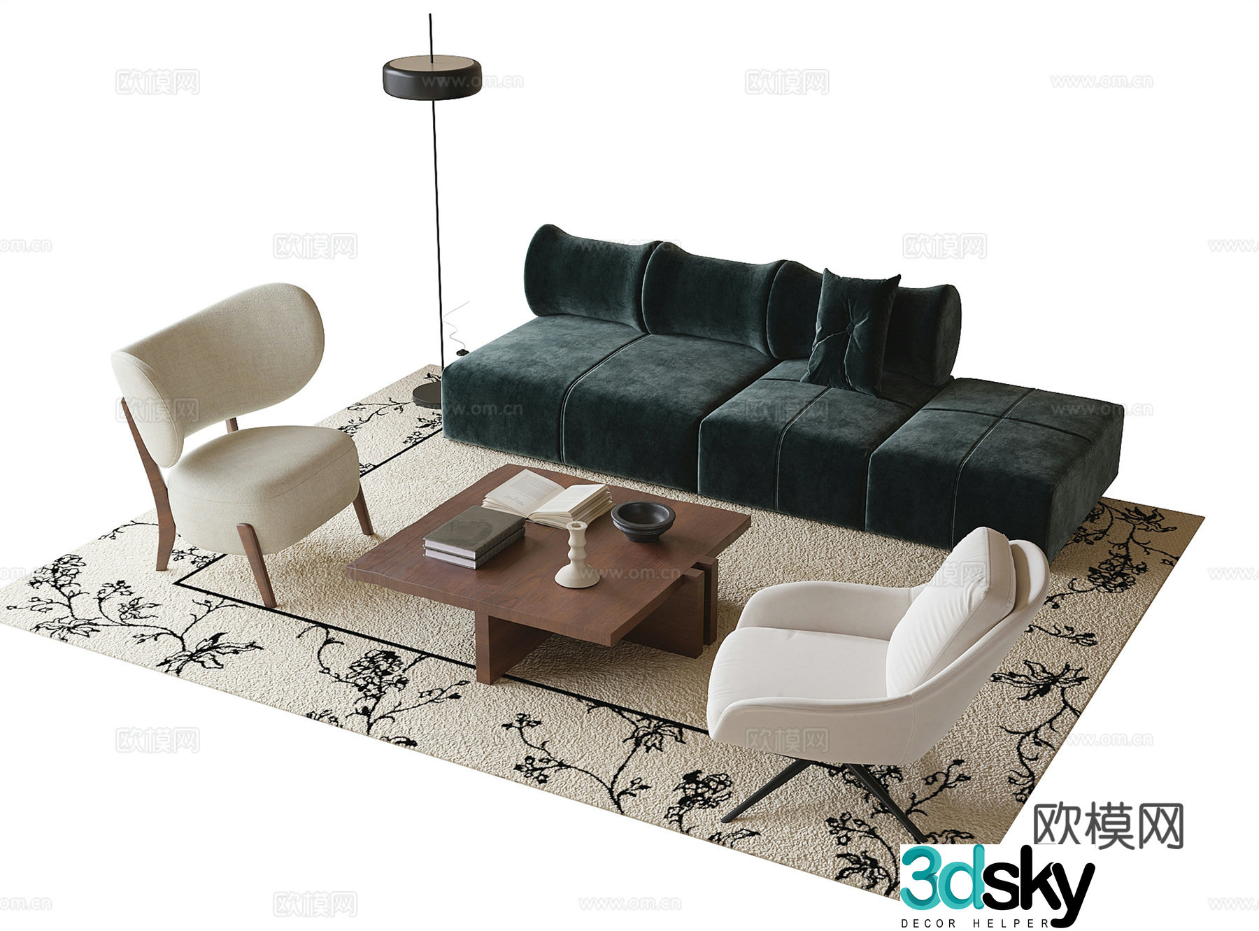 French sectional sofa 3d model