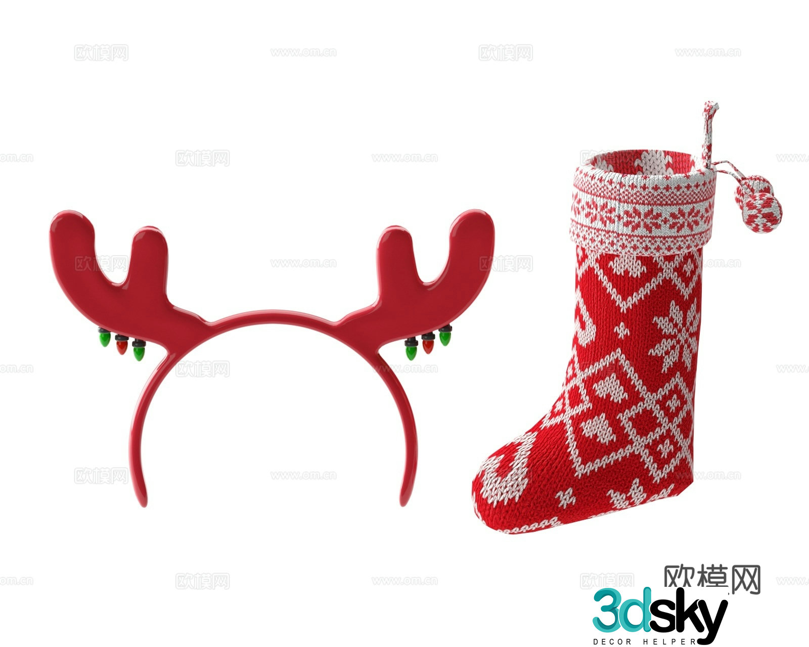 Christmas decoration Christmas stockings Christmas headband hairpin Elk headband 3d model