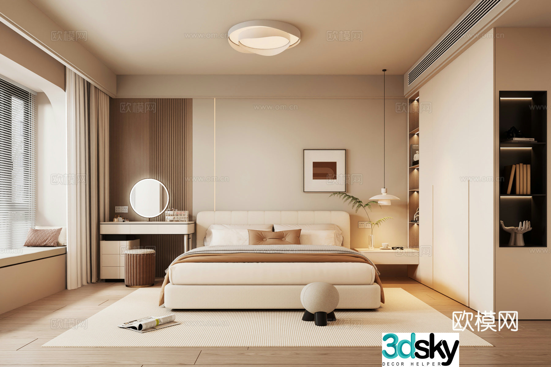 Cream style bedroom master bedroom 3d model