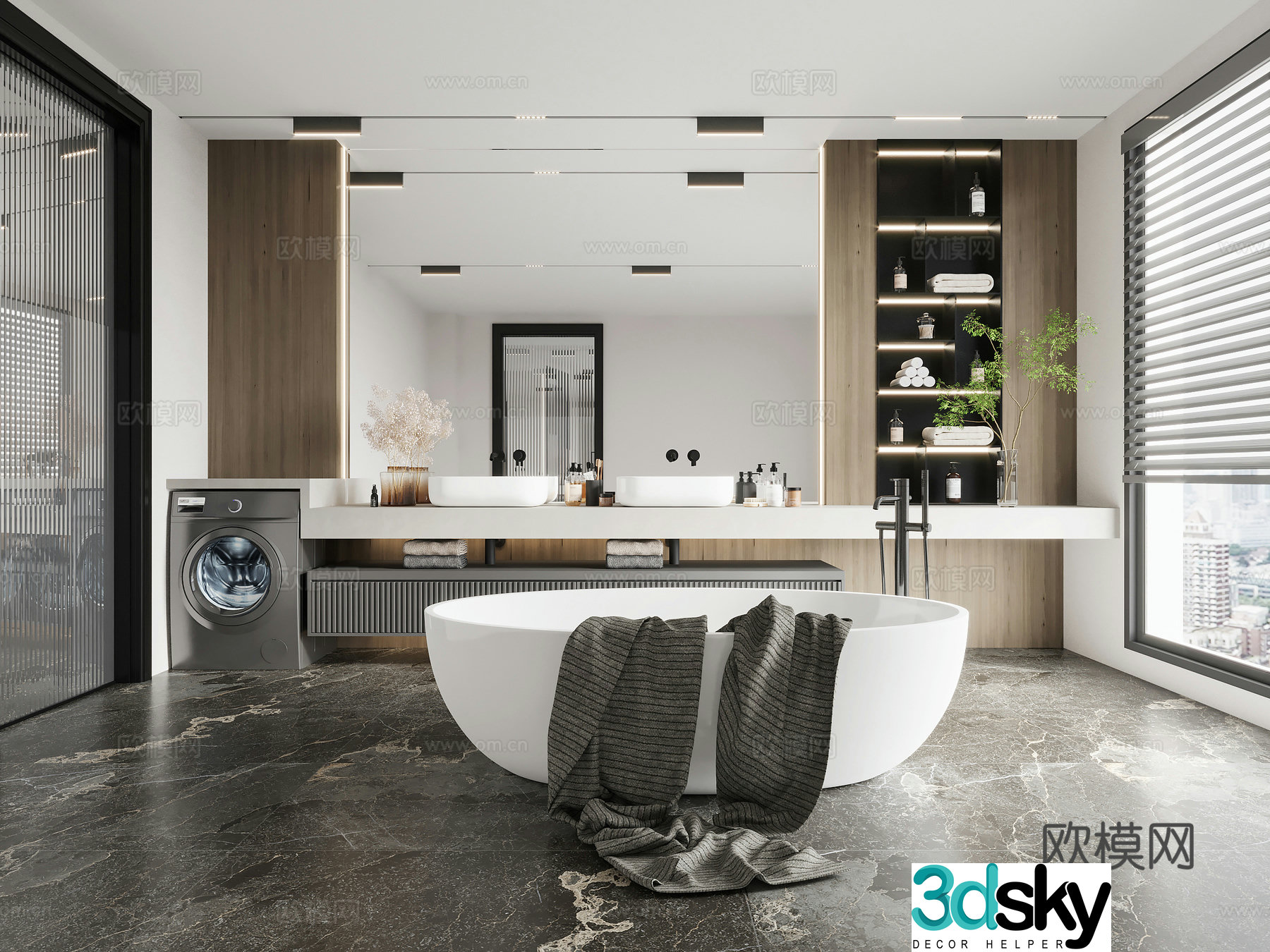 Modern restroom bathroom 3d model