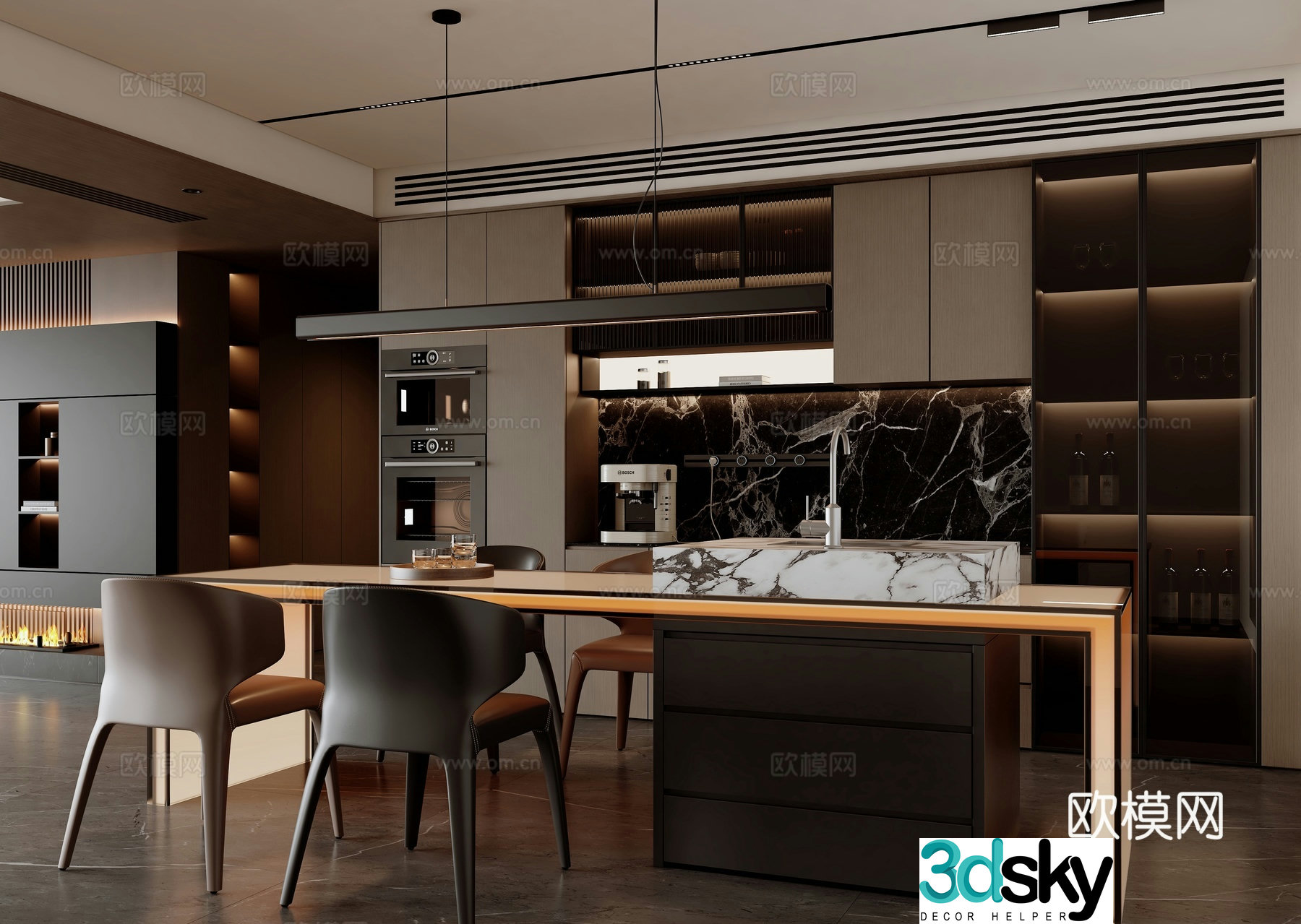 Italian island restaurant 3d model