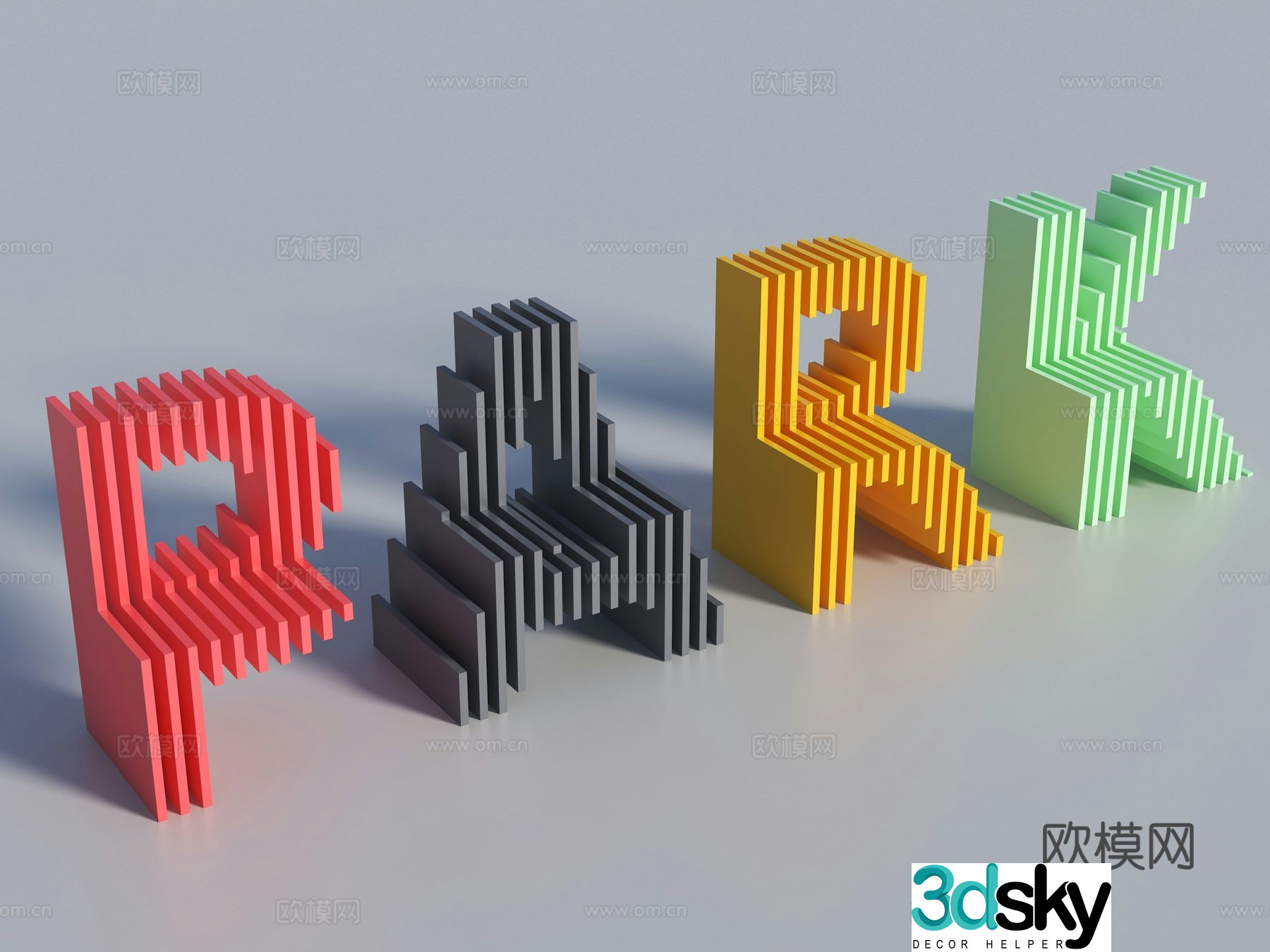 Modern letter seat landscape slice stool park landscape chair 3d model