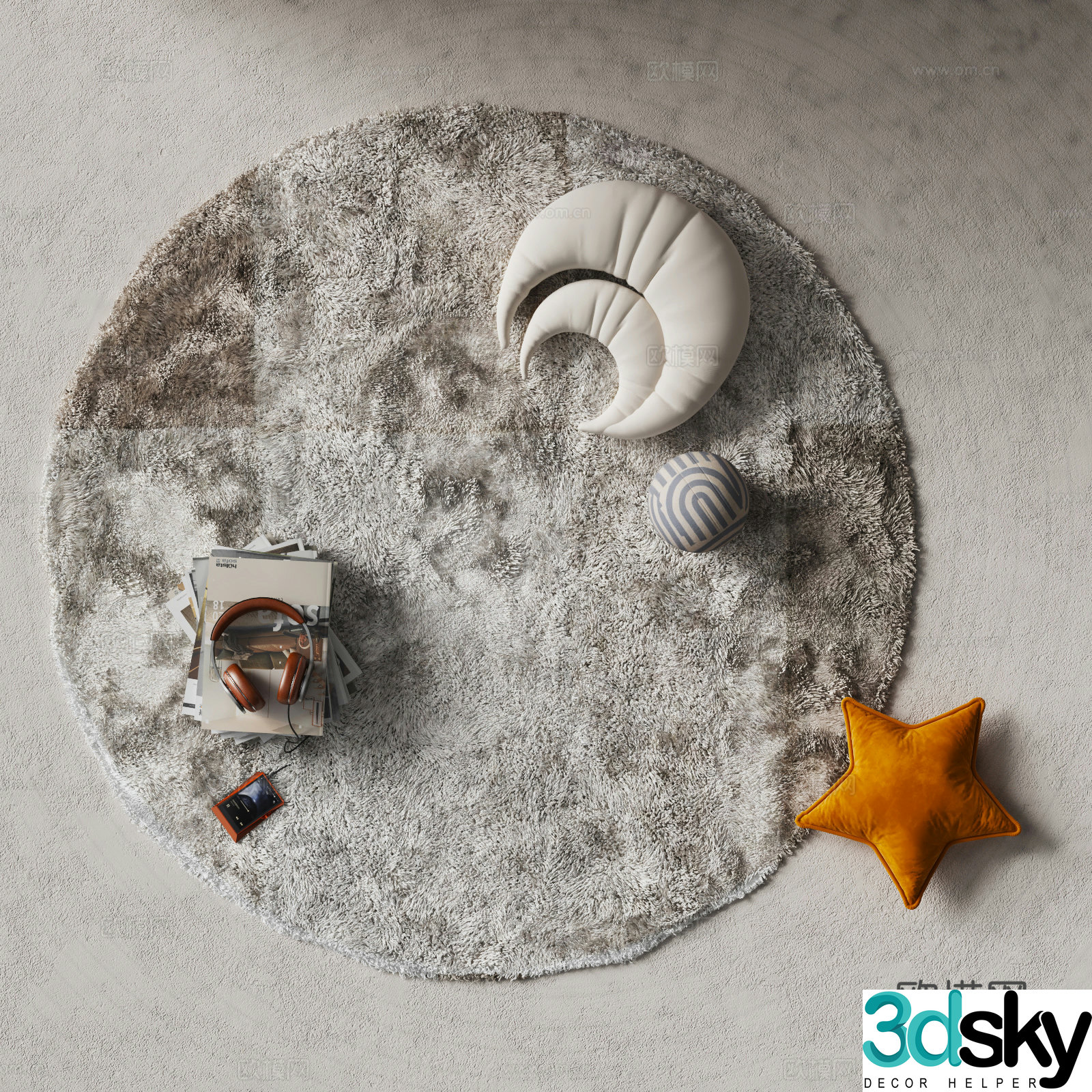 Modern round rug children’s rug 3d model