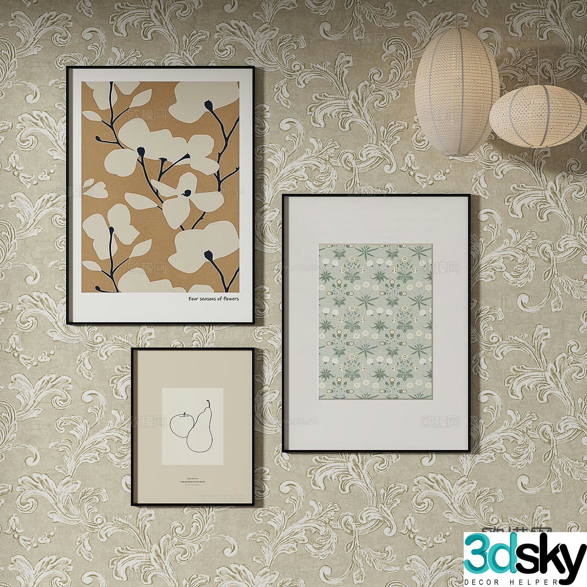 Simple European abstract painting decorative painting 3d model