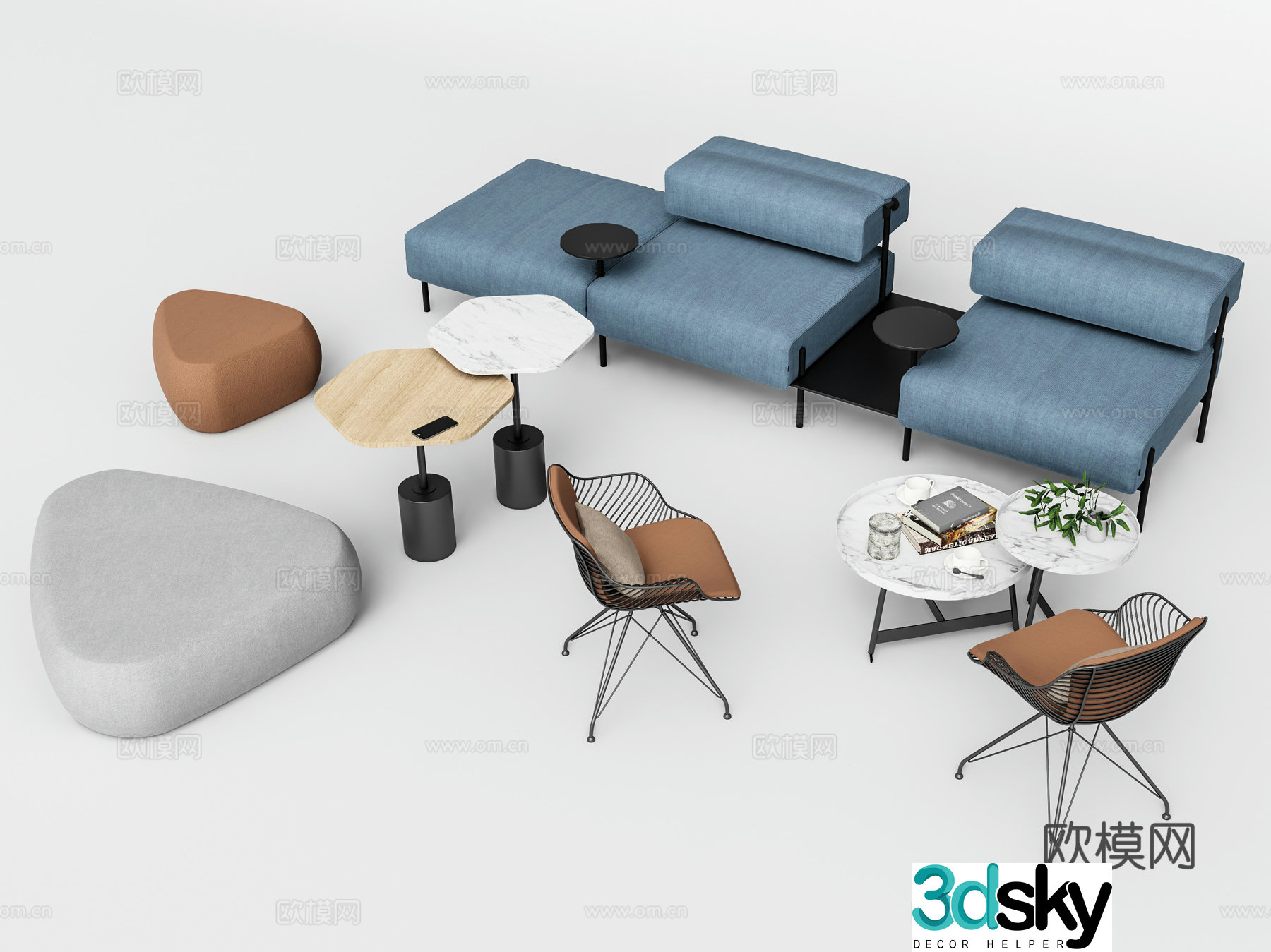 Modern office leisure sofa modular sofa 3d model