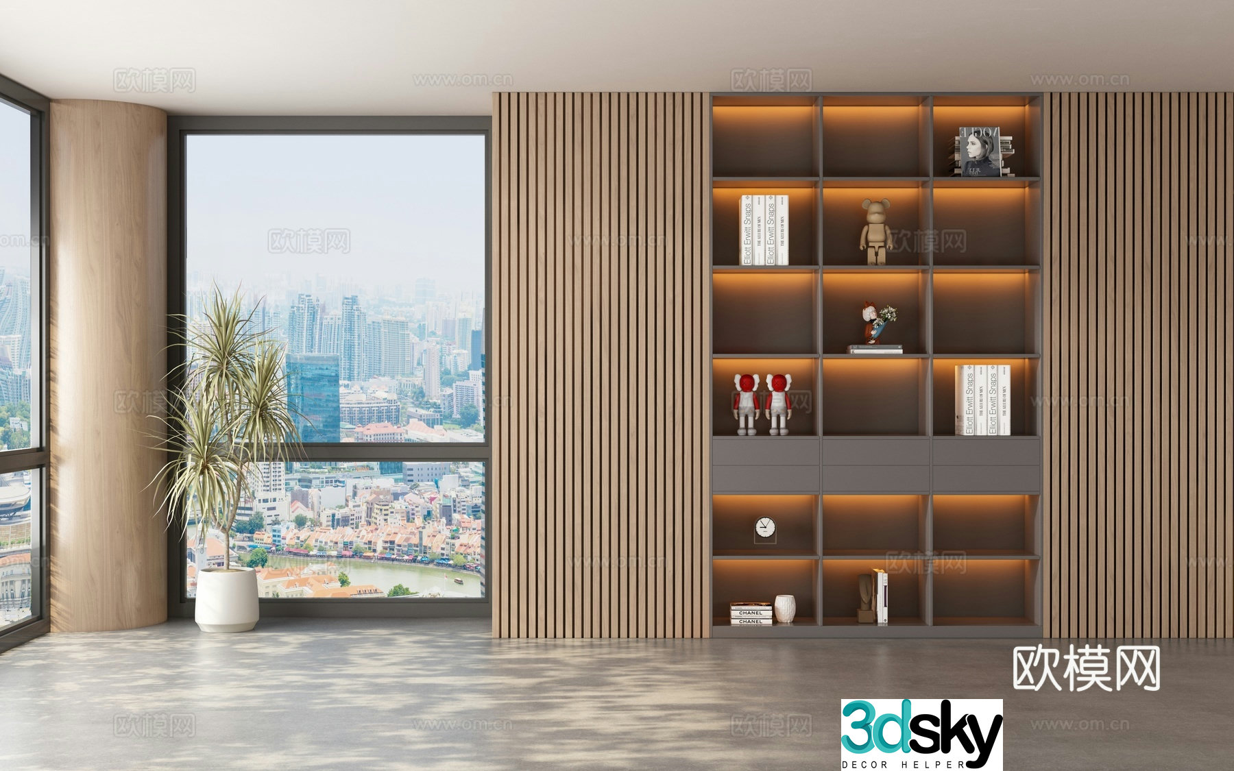 Modern bookcase display cabinet 3d model