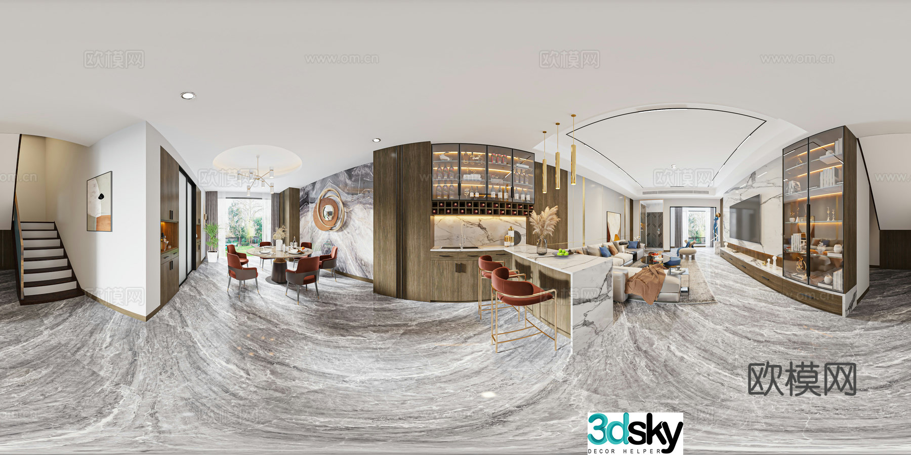 Light luxury restaurant VR panoramic 3D model