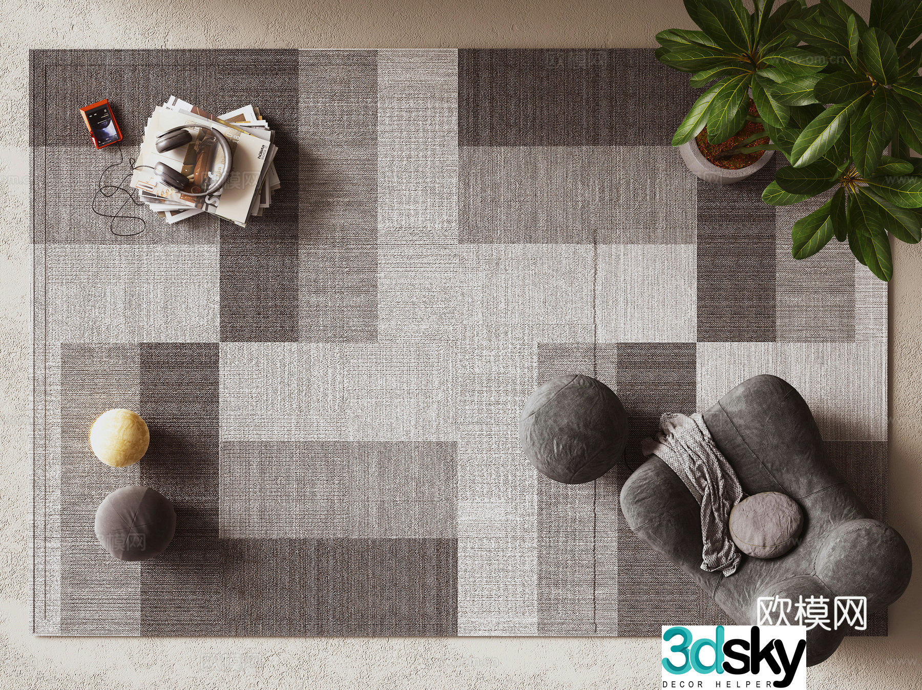 Modern square carpet 3d model
