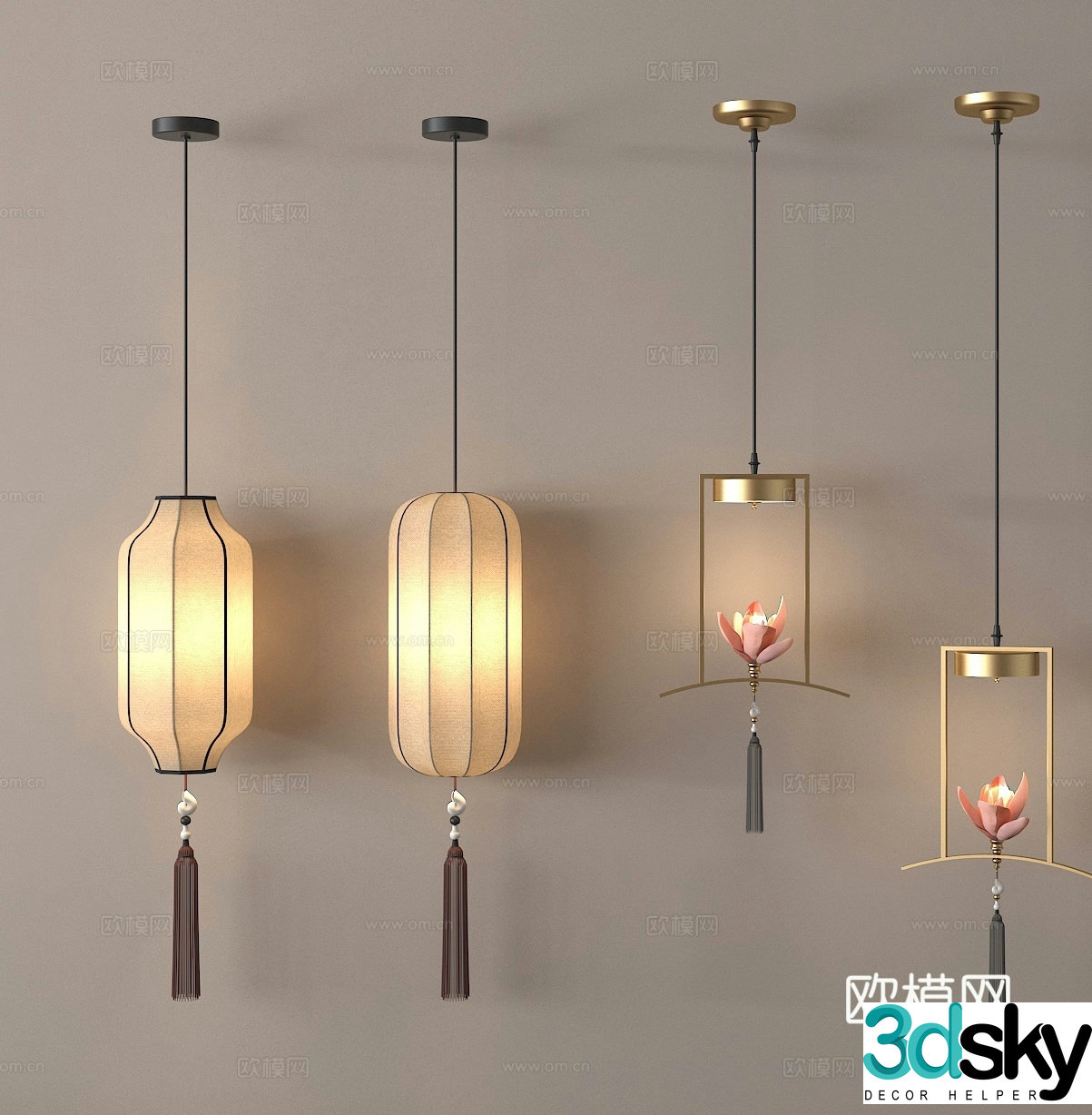 Chinese lantern lantern decorative lamp 3d model