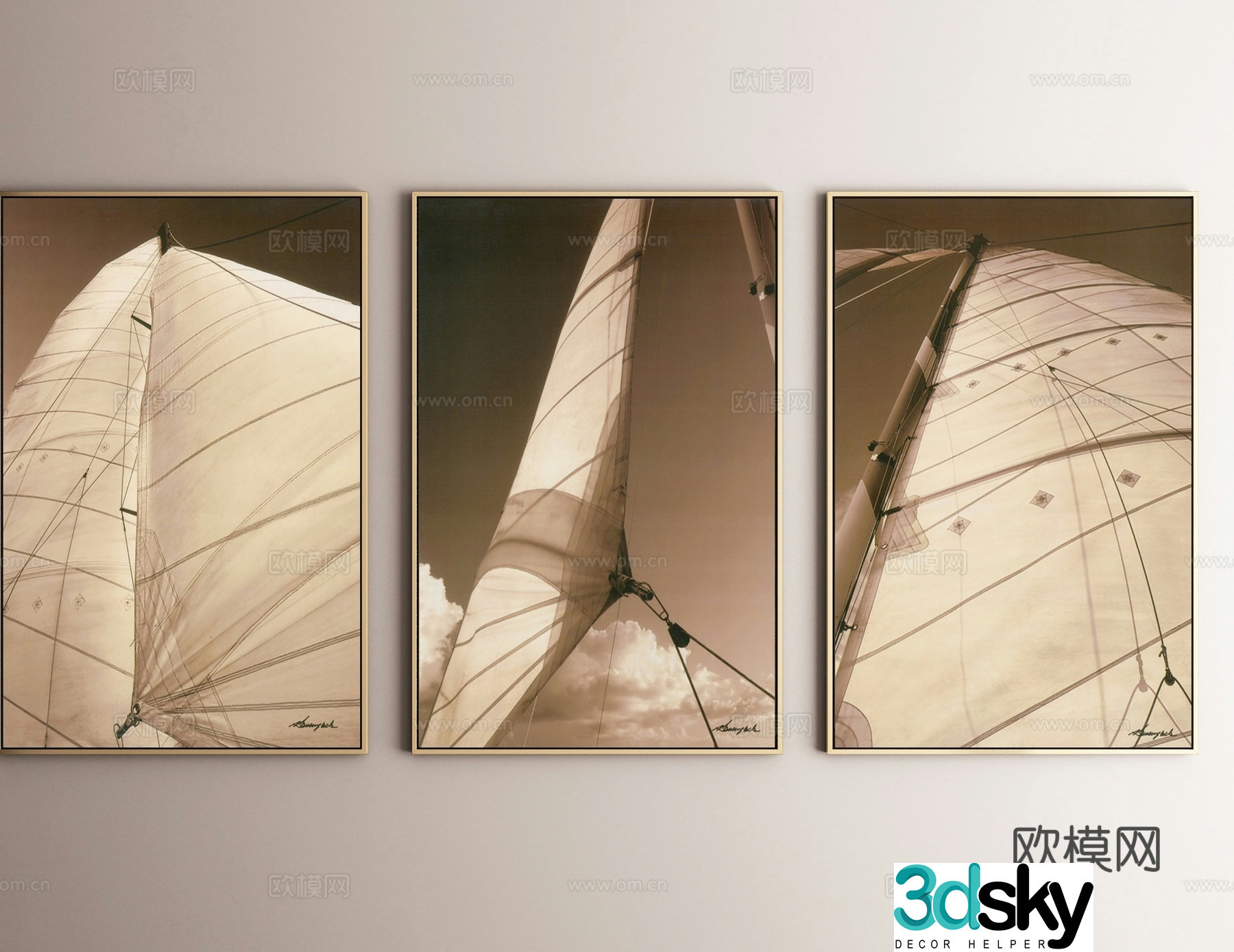 Modern art hanging painting decorative painting 3d model