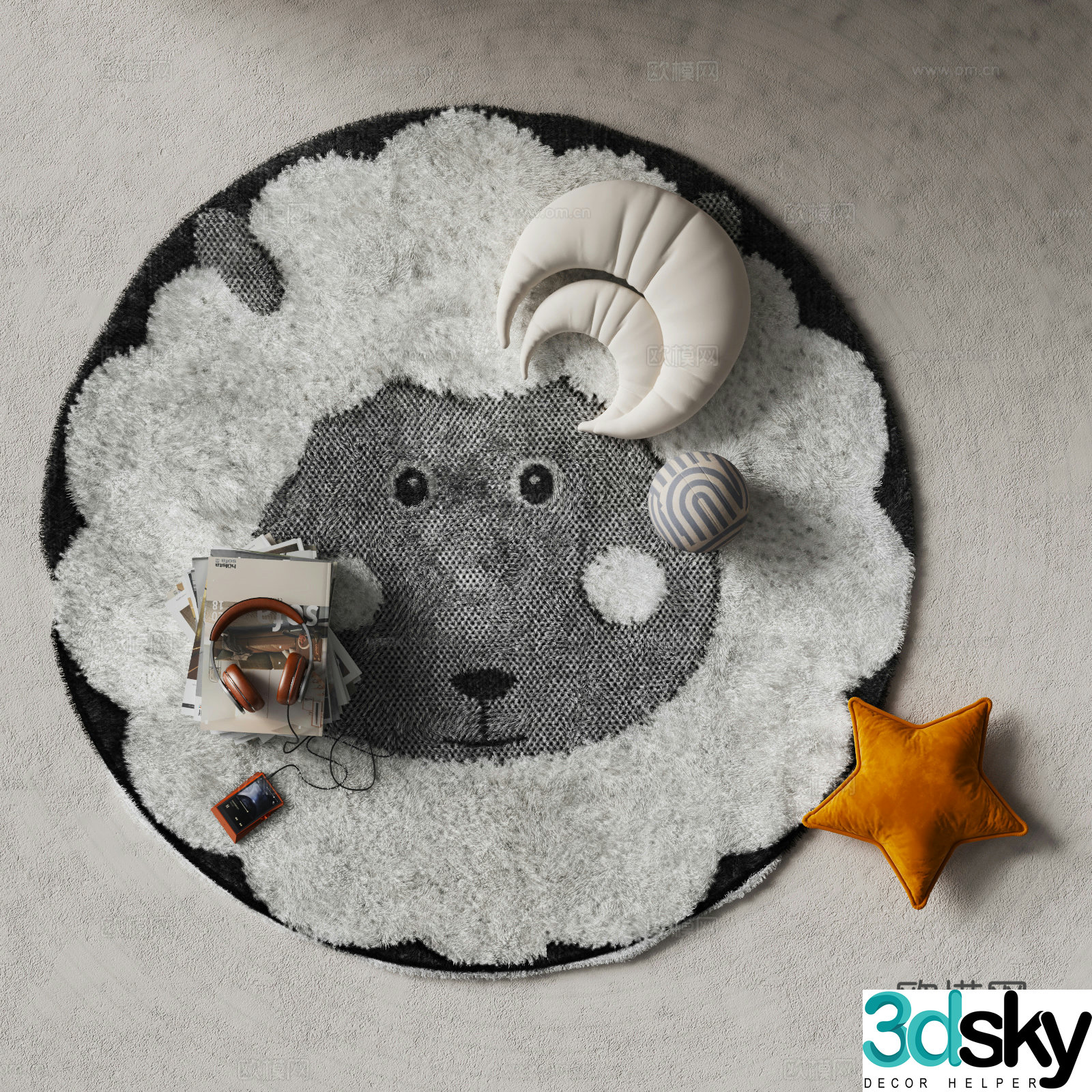 Modern round rug children’s rug 3d model