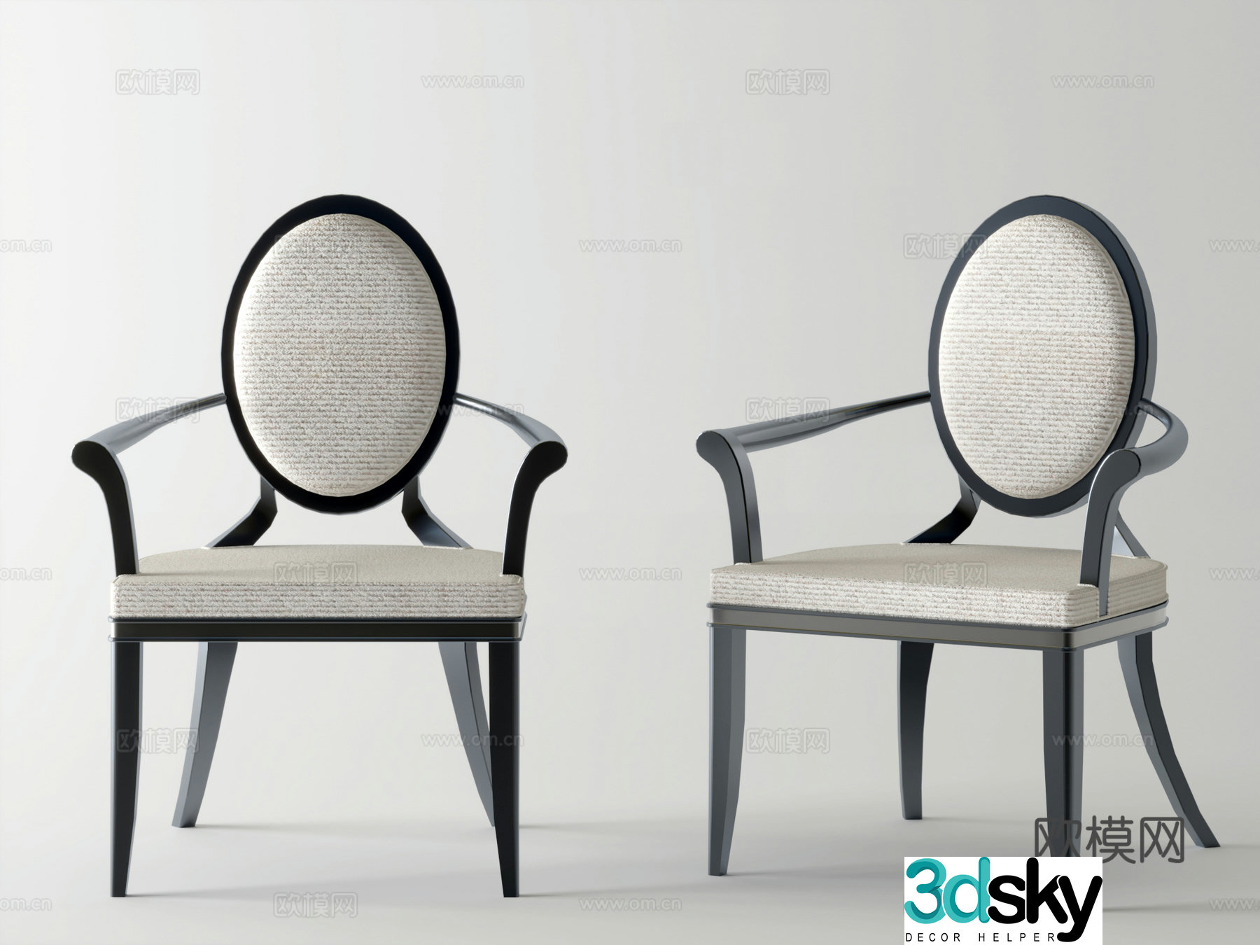 New Chinese style leisure chair dining chair single chair desk chair 3D model