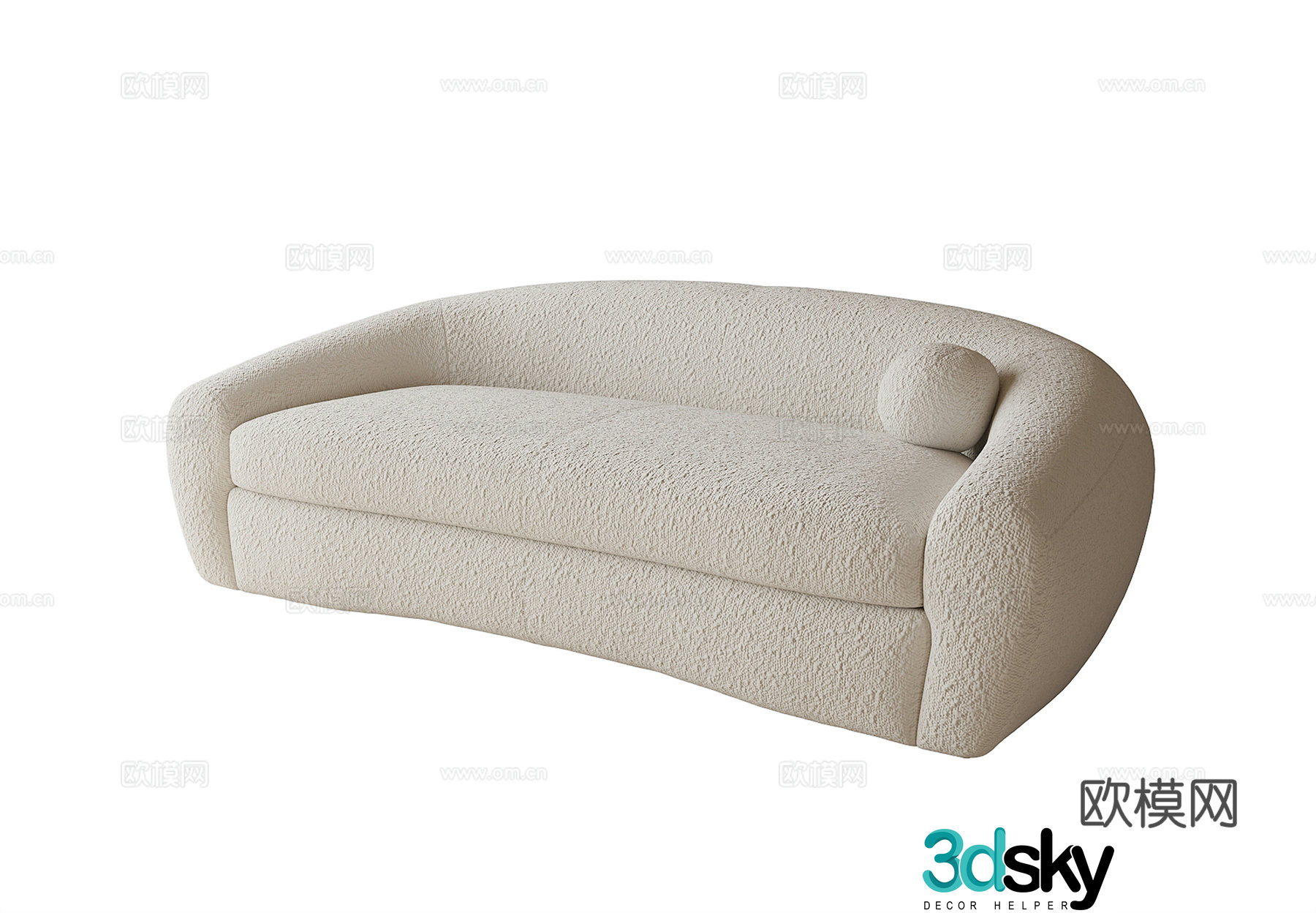 Cream style multi-person sofa 3D model