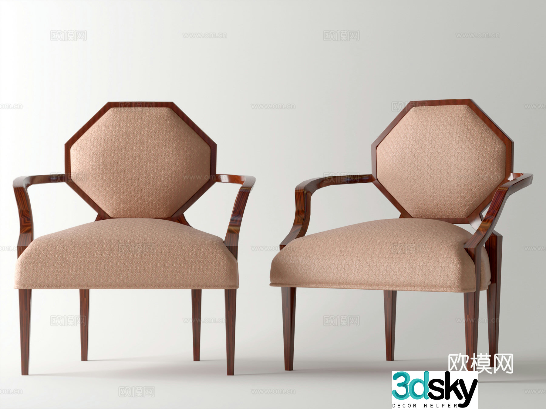 American dining chair leisure chair single chair 3d model