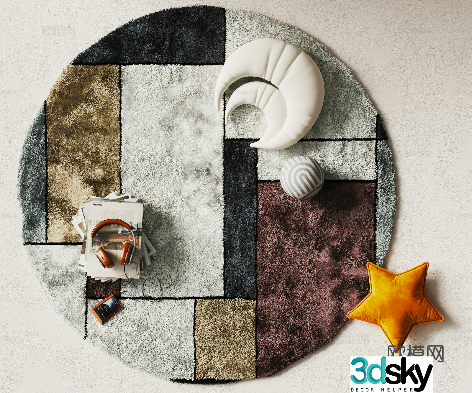 Modern round carpet 3d model