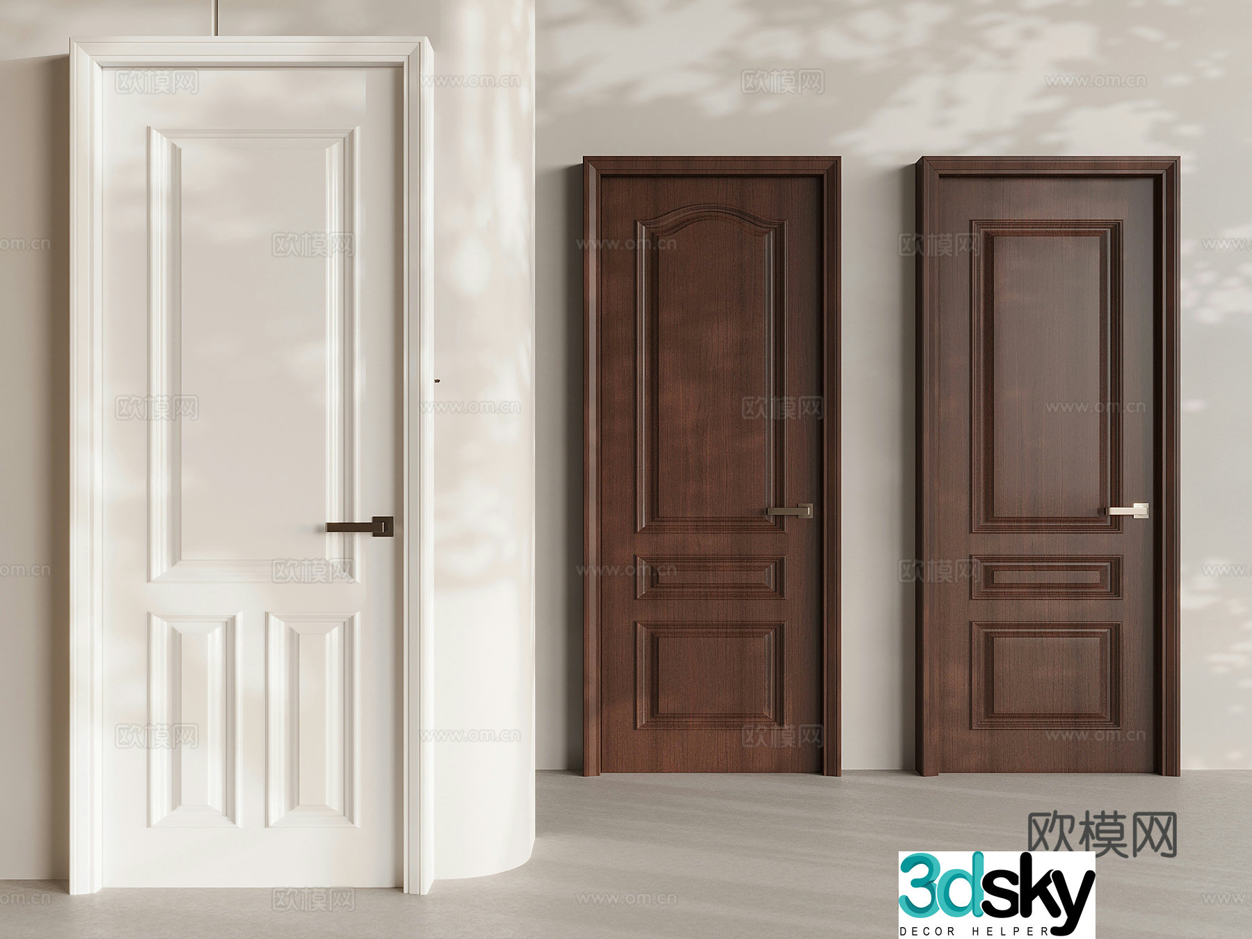 New Chinese style swing door bedroom door single door 3d model