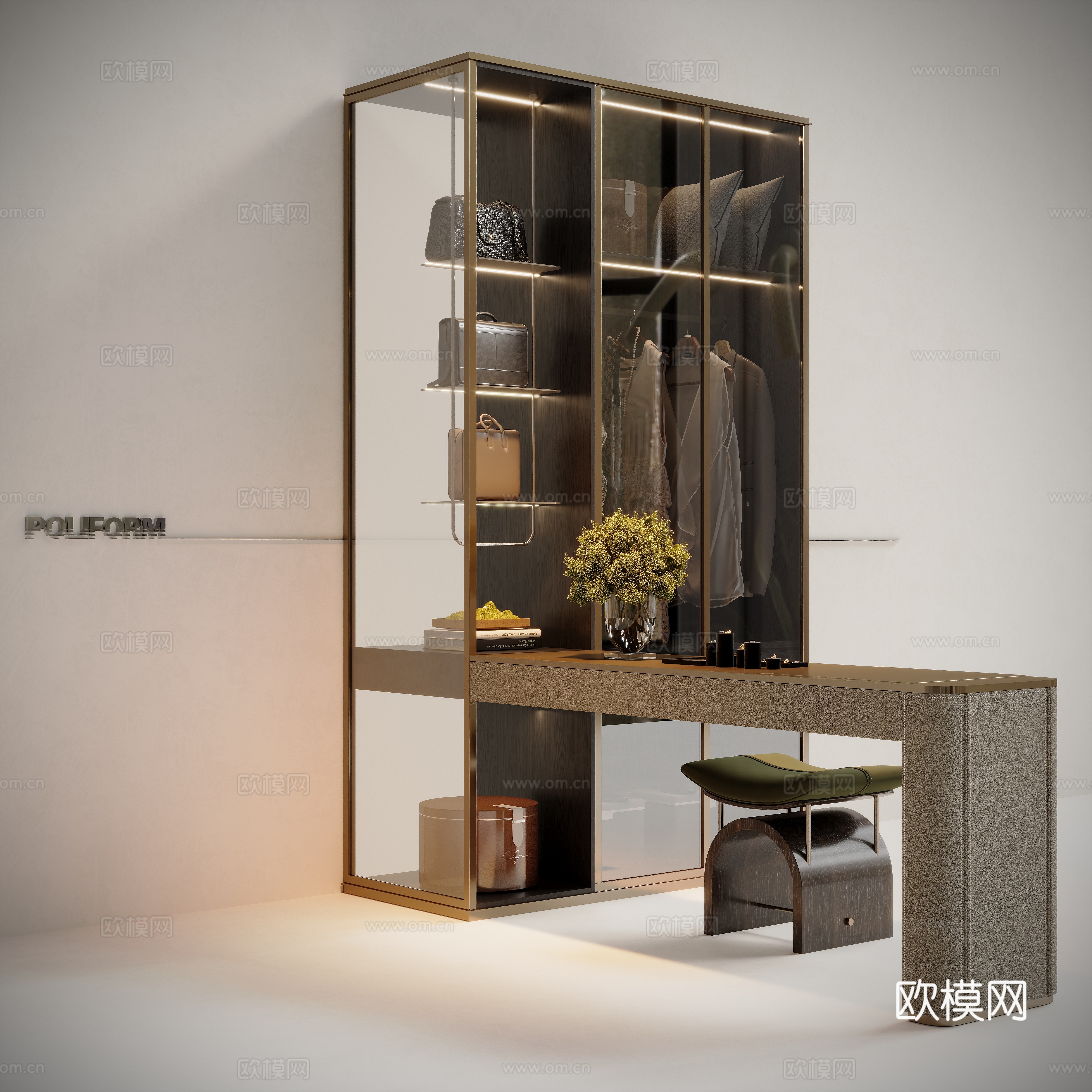 Modern glass wardrobe 3d model