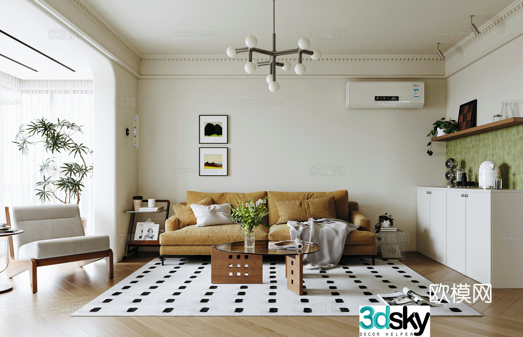 Medieval style living room 3D model