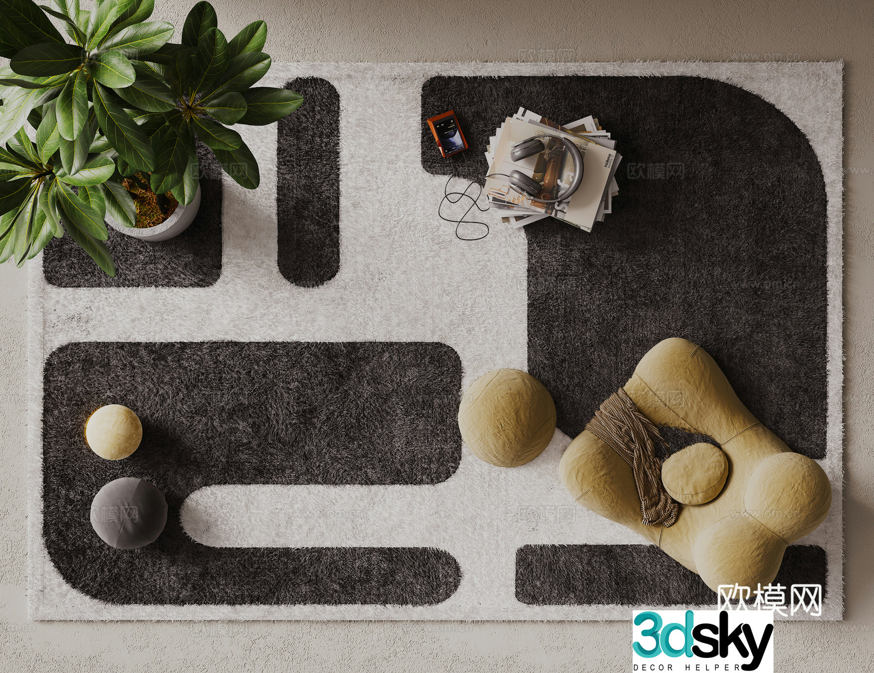 Modern square carpet 3d model