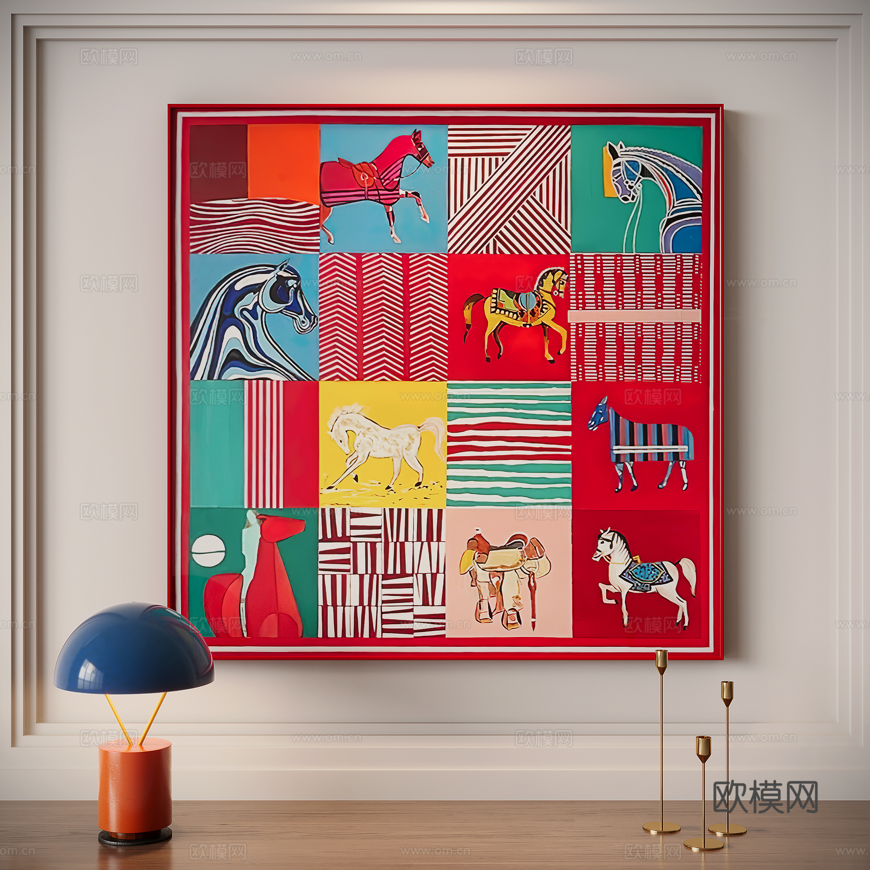Modern art hanging painting decorative painting 3d model