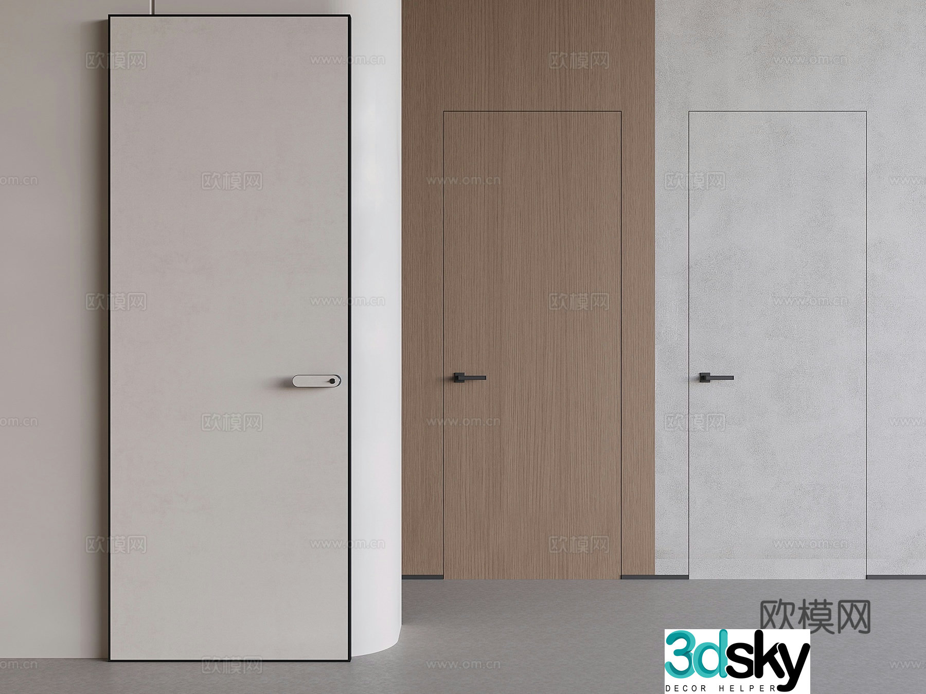 Modern entrance door invisible door swing door bedroom door 3d model