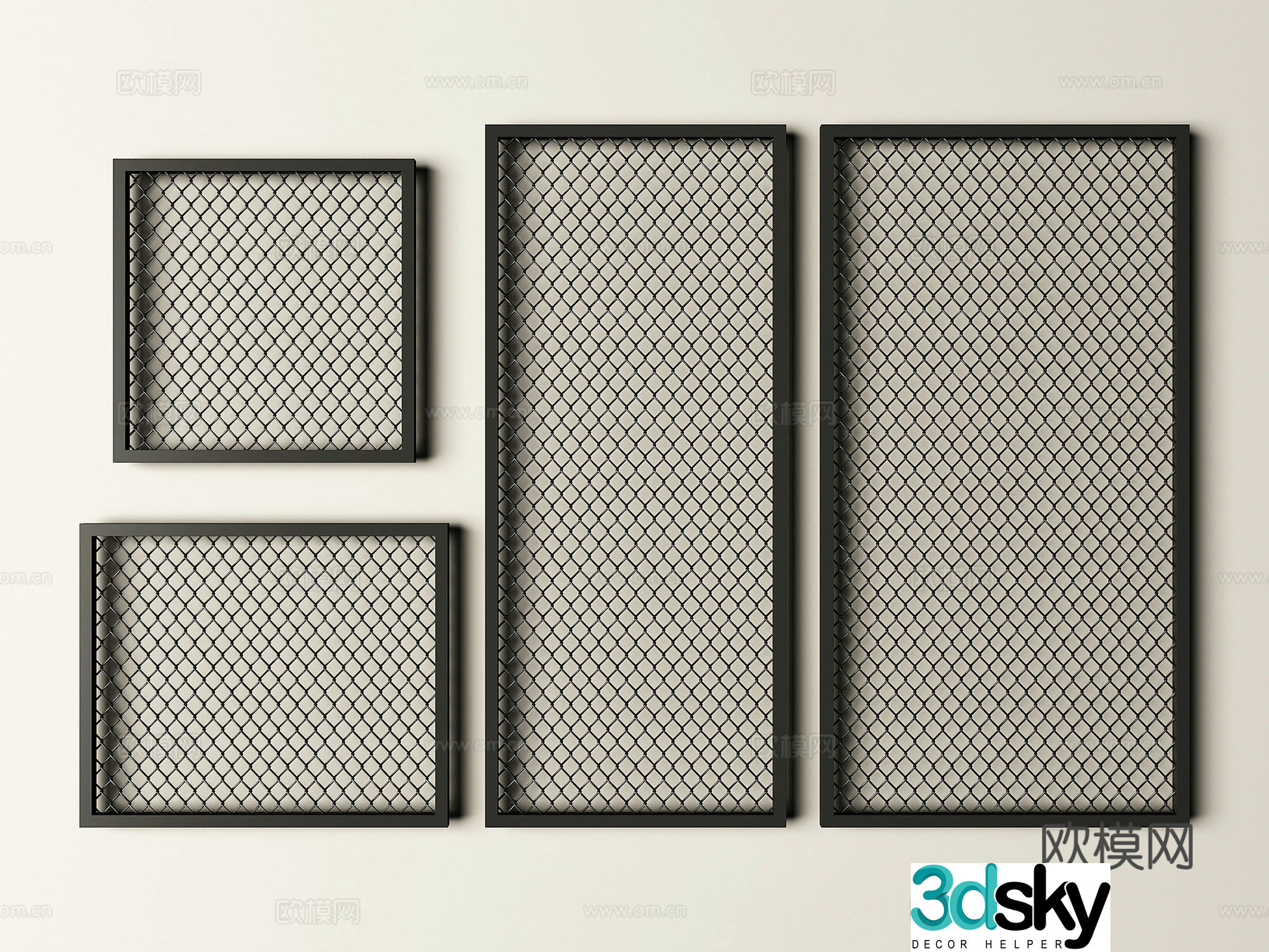 Modern barbed wire fence fence guardrail 3d model