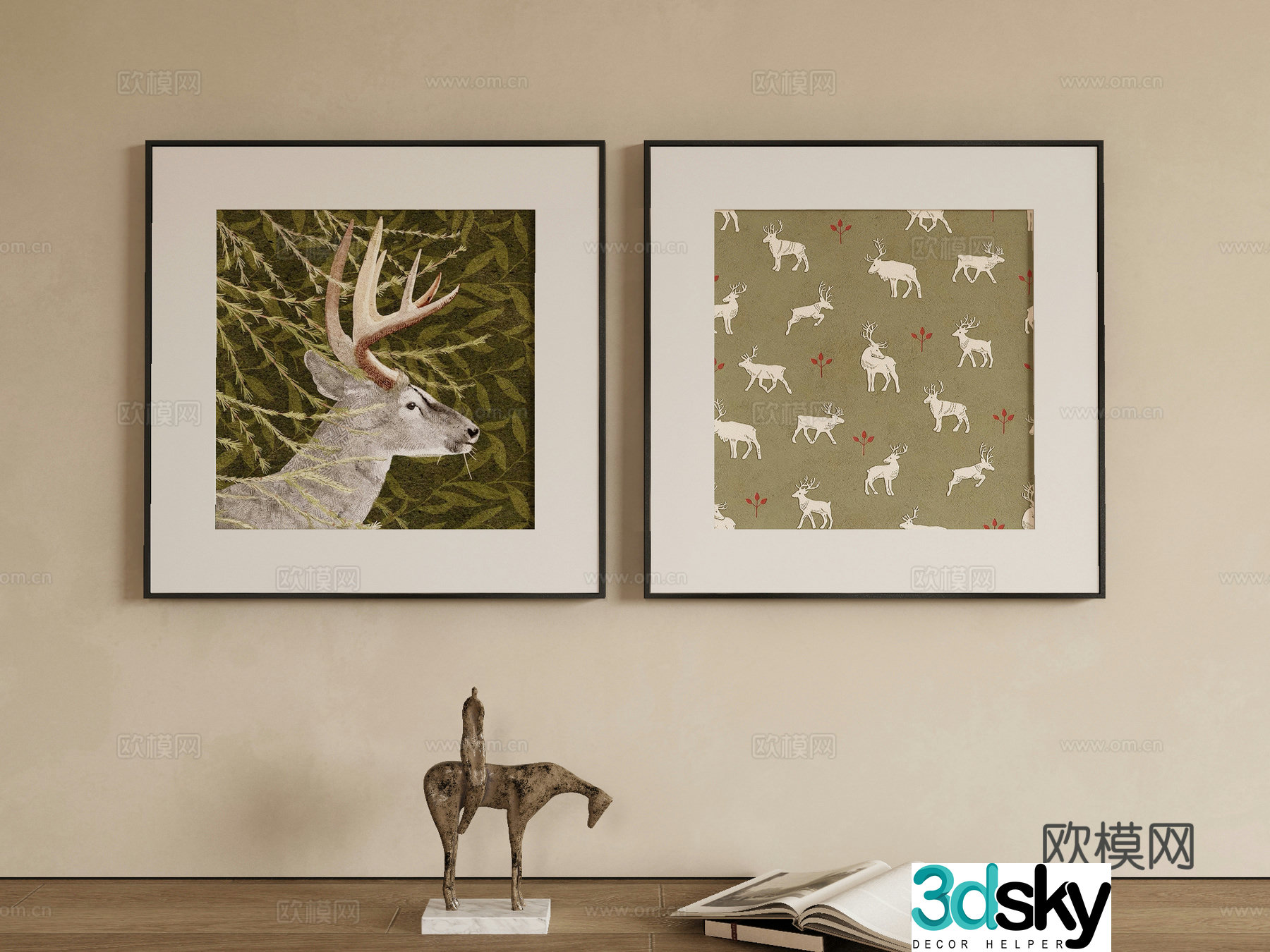 Modern animal painting decorative painting 3d model