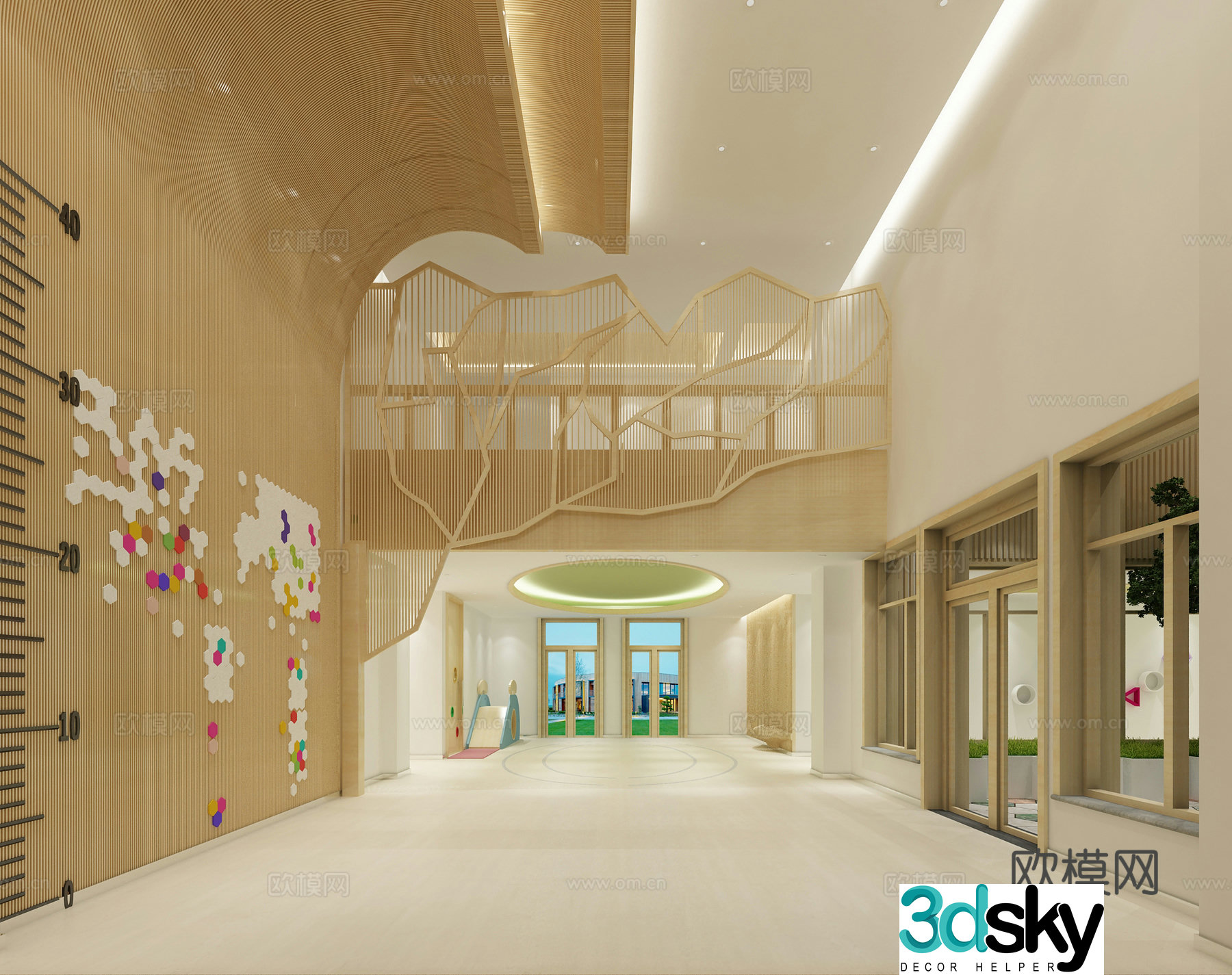 Modern kindergarten lobby activity room 3D model