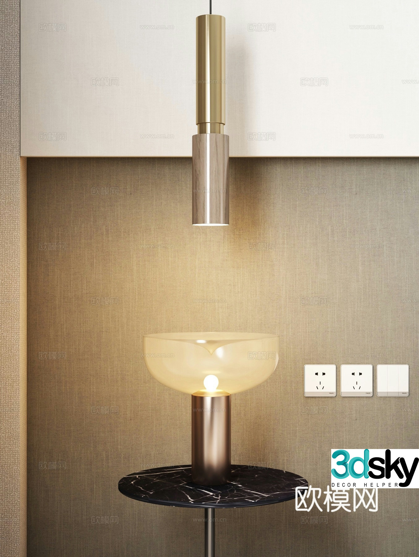 Light luxury chandelier table lamp 3d model