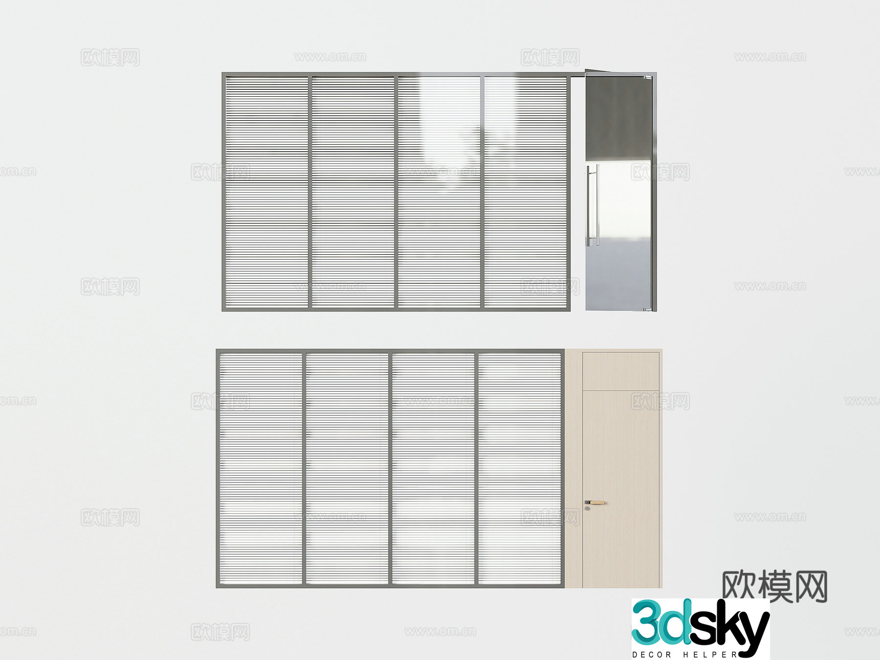 Modern glass partition office partition 3d model