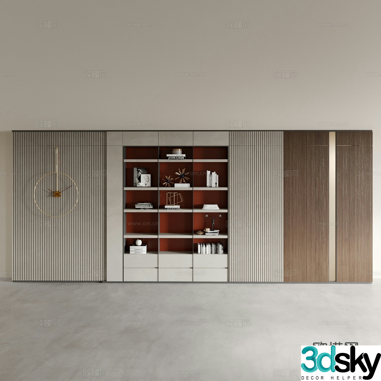 Modern bookshelf display cabinet 3d model