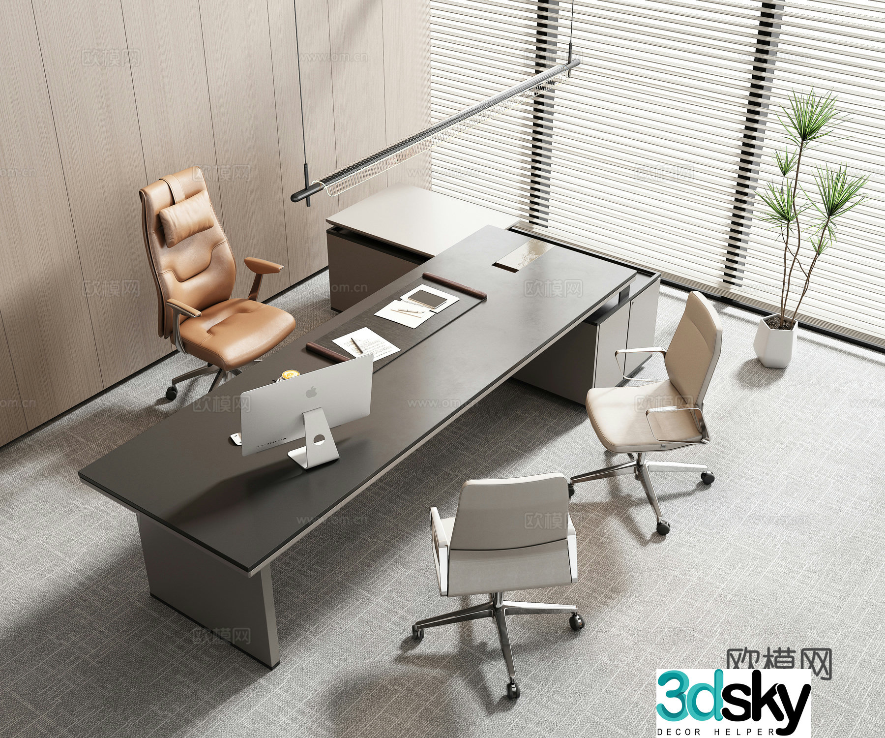 Modern office desk office desk boss desk 3d model