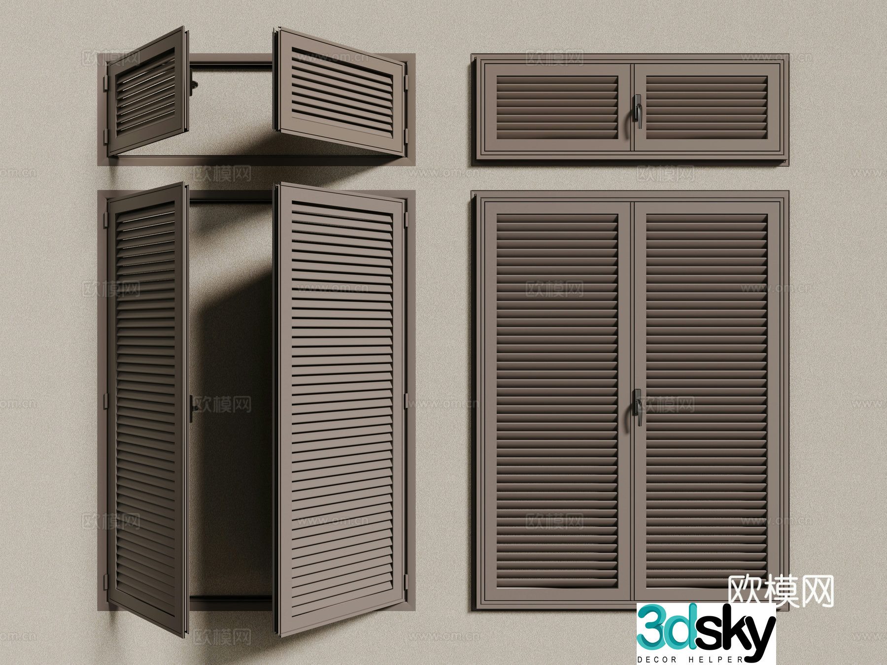 modern windows blinds casement blinds 3d model