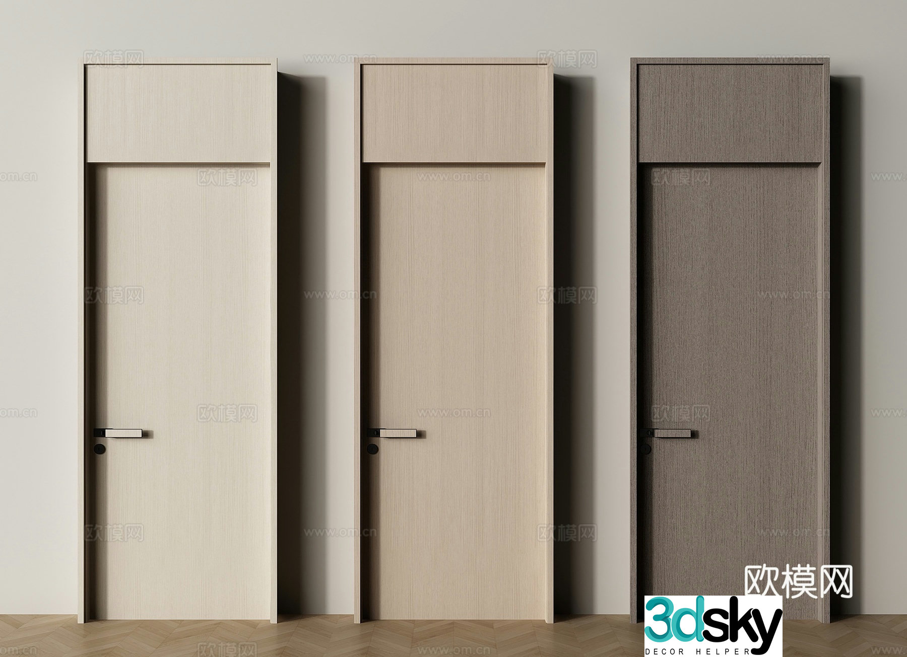 Modern bedroom door single door through top door 3d model