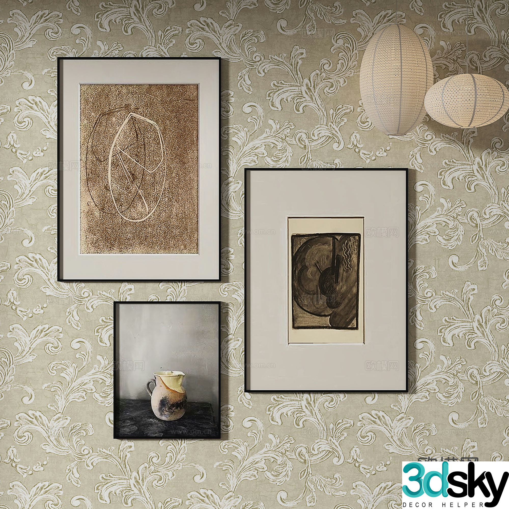 Simple European art painting decorative painting 3d model