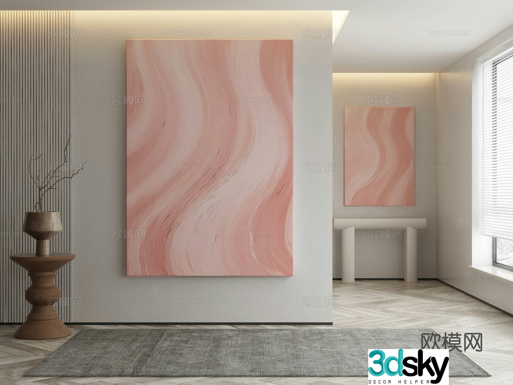 Modern texture painting decorative painting 3d model