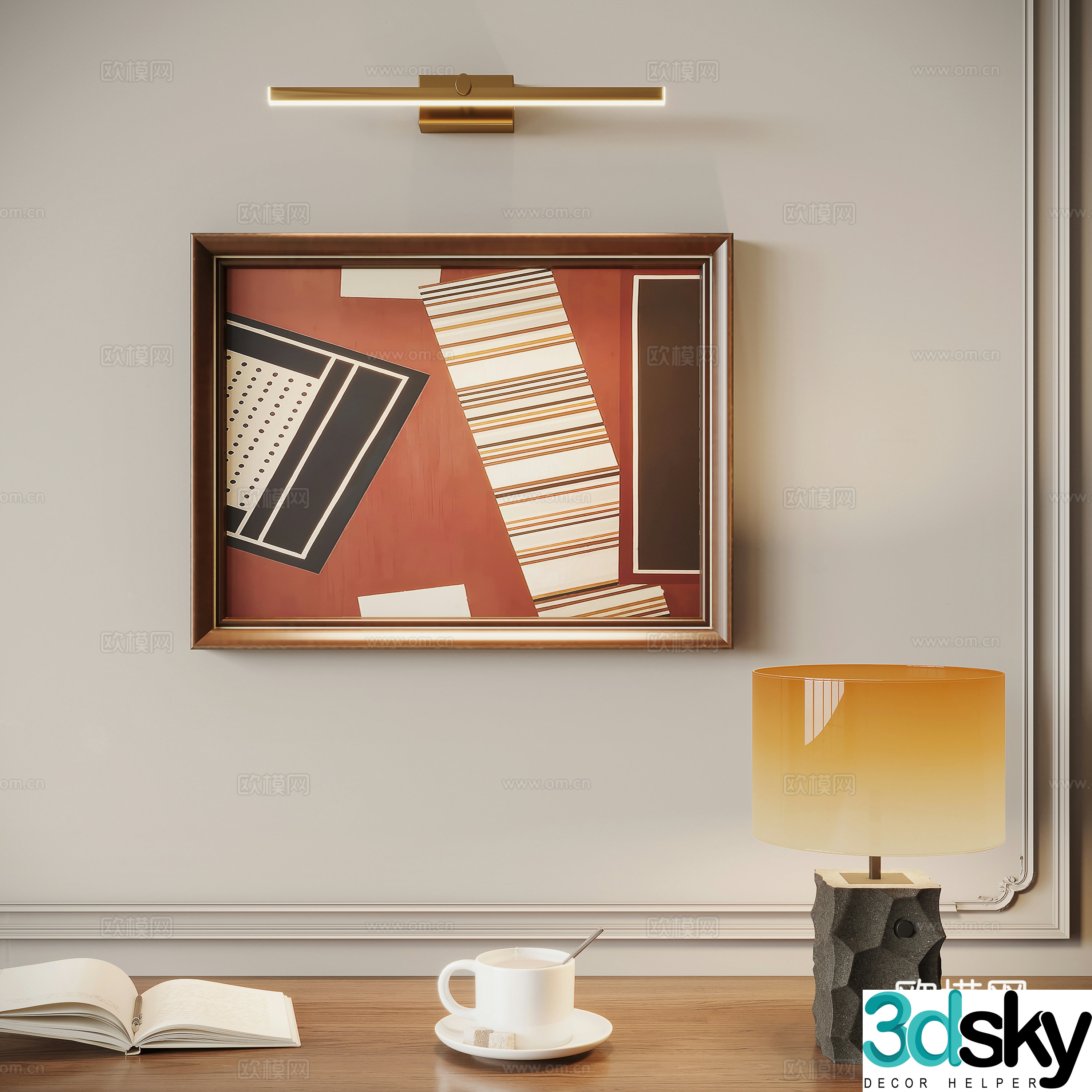 Medieval style hanging painting decorative painting 3d model