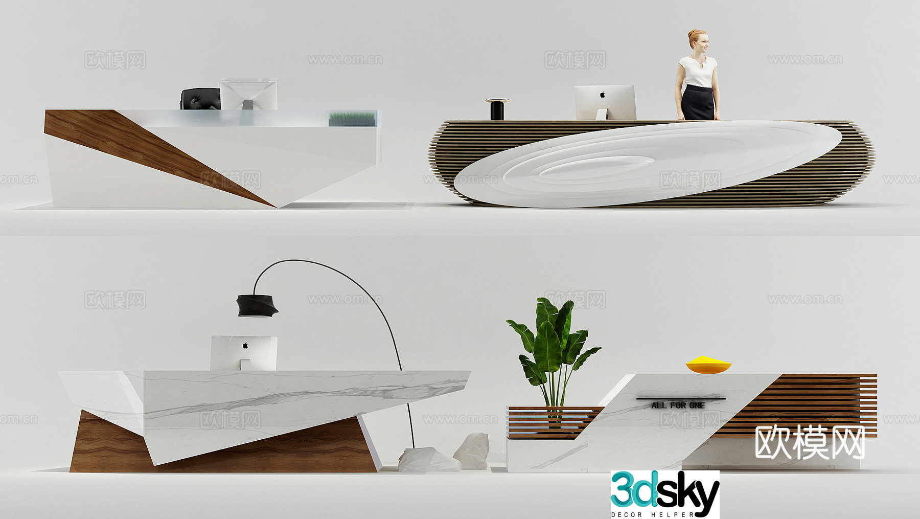 Modern front desk service desk reception desk 3d model