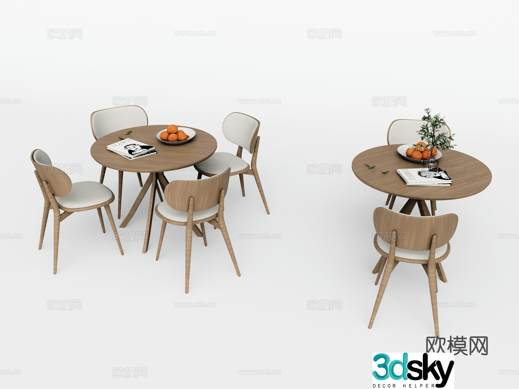 Modern leisure table and chair four-person table and chair 3D model
