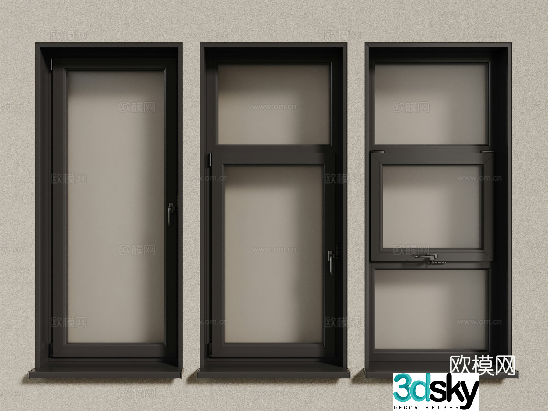 Modern windows aluminum alloy windows casement windows floor-to-ceiling windows 3d model