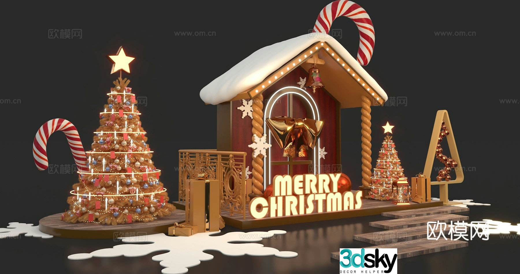 Modern Christmas display photo check-in point 3D model