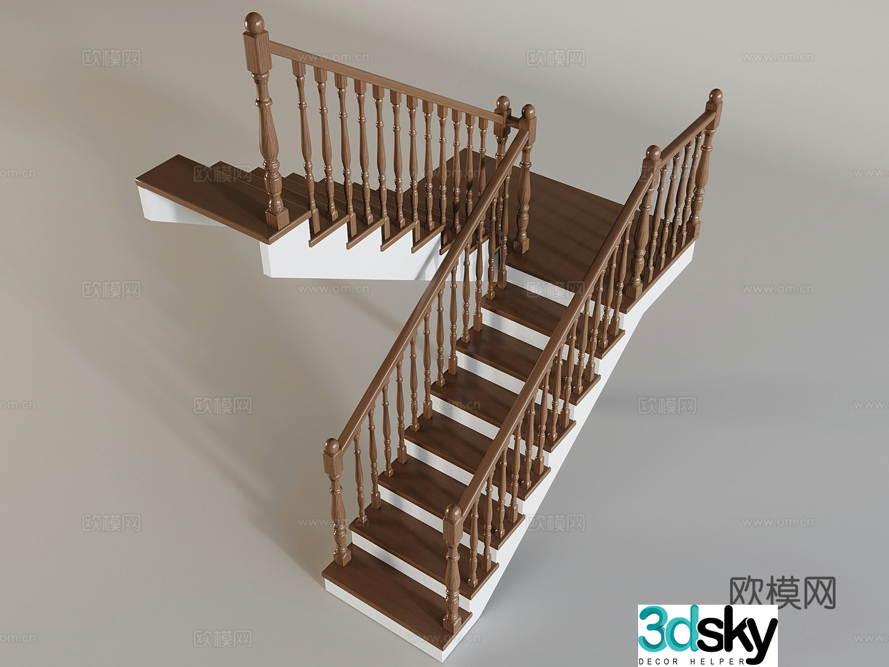 Medieval style handrail staircase corner staircase 3D model