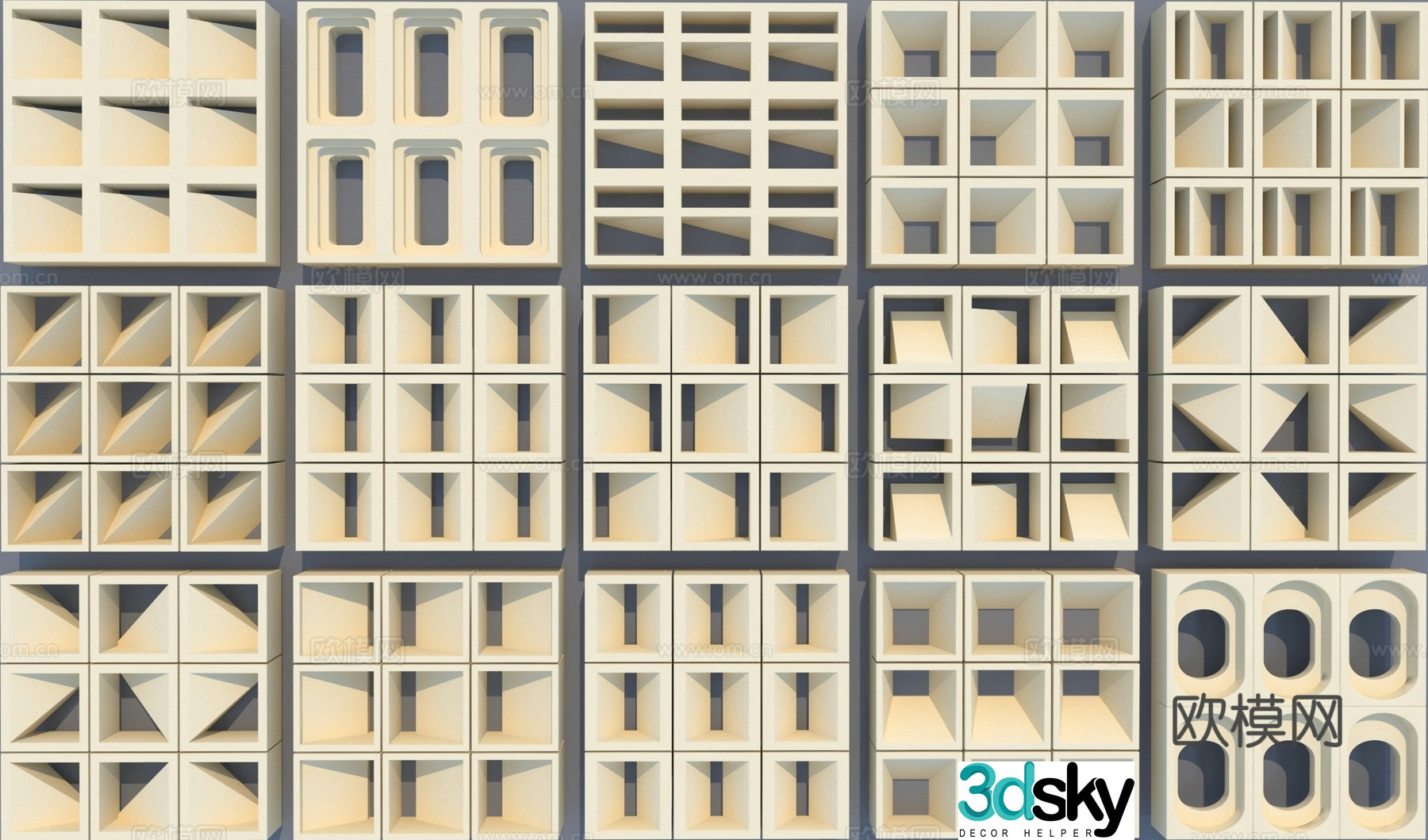 Modern precast cement brick partition 3d model