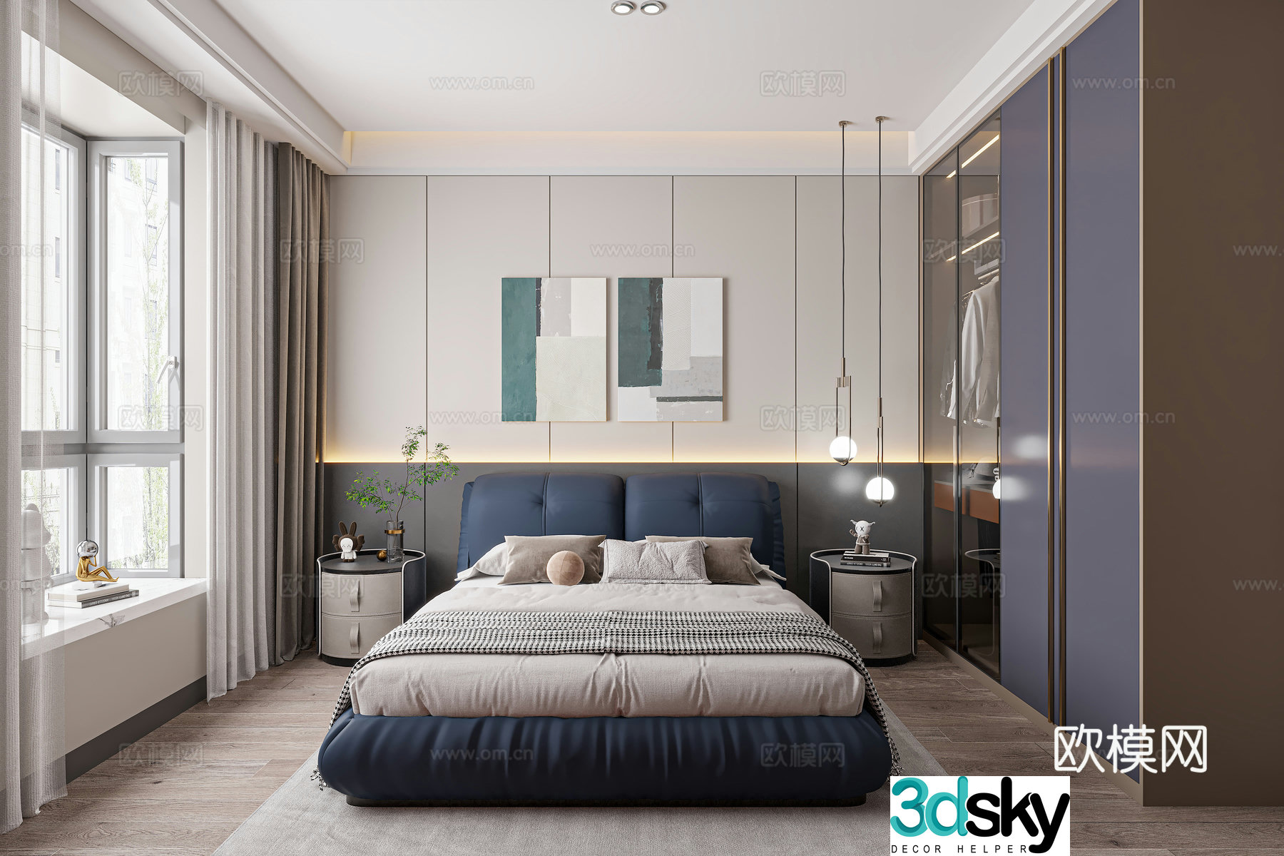 Modern bedroom master bedroom 3d model