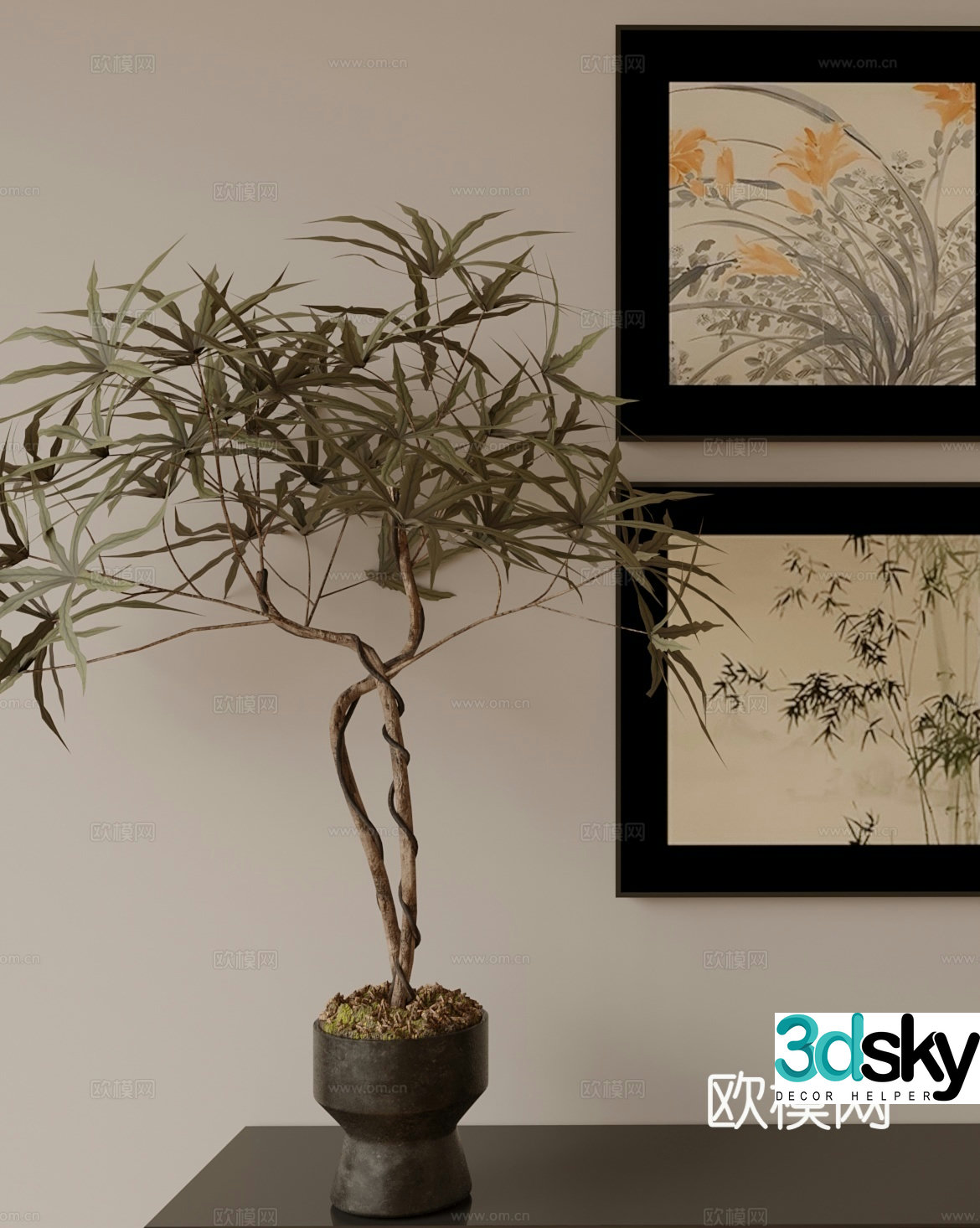 Medieval style hanging painting decorative painting 3d model