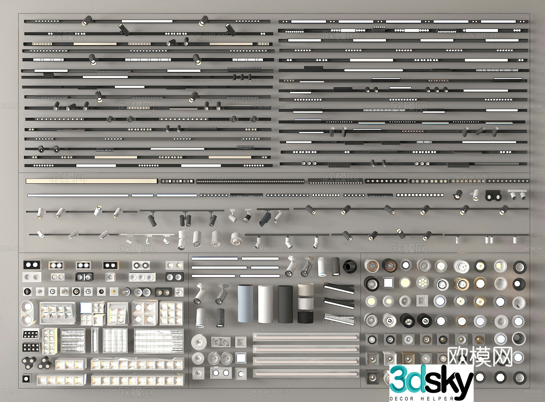Spotlight downlight light bar track spotlight magnetic spotlight 3d model