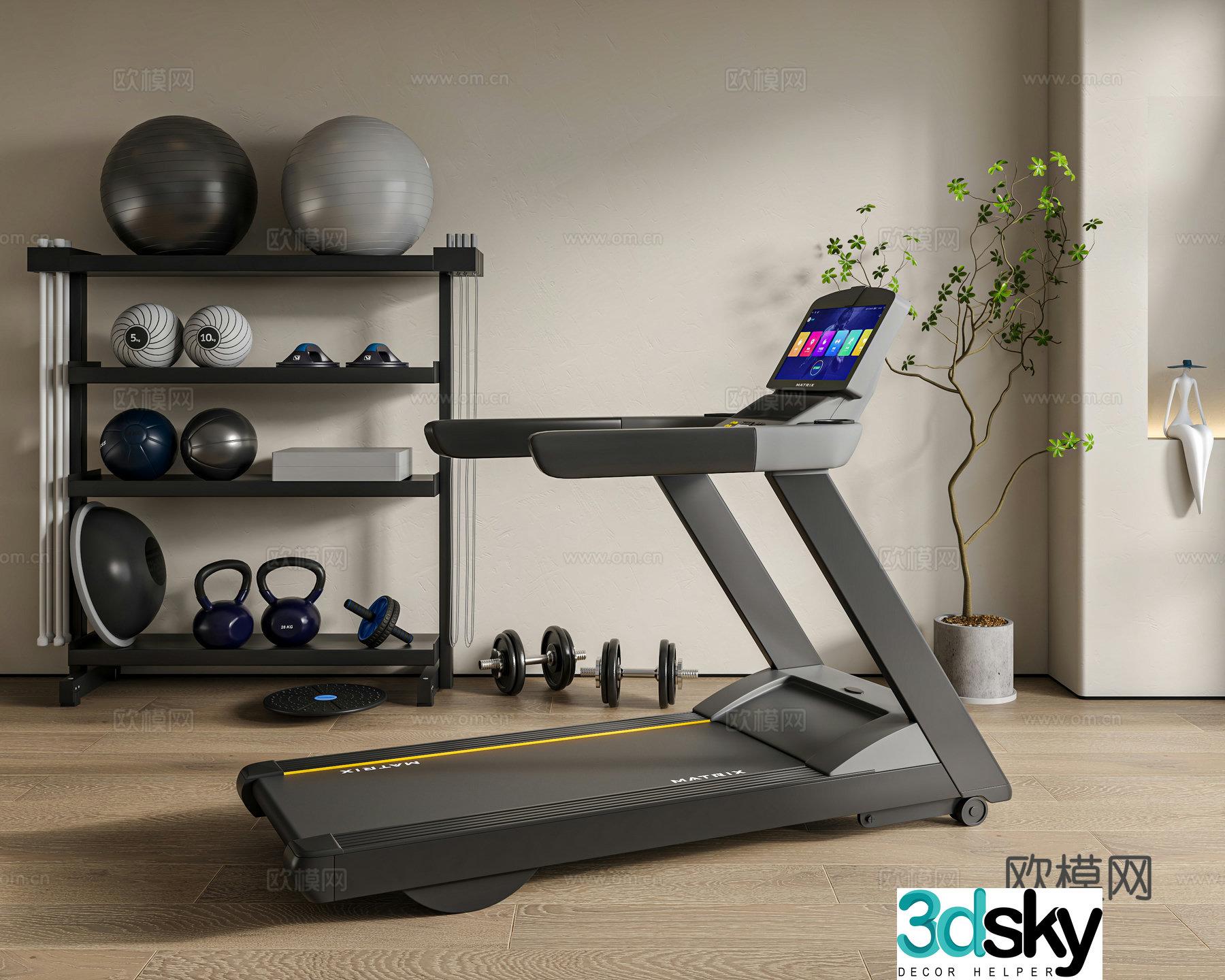 Treadmill fitness equipment 3d model