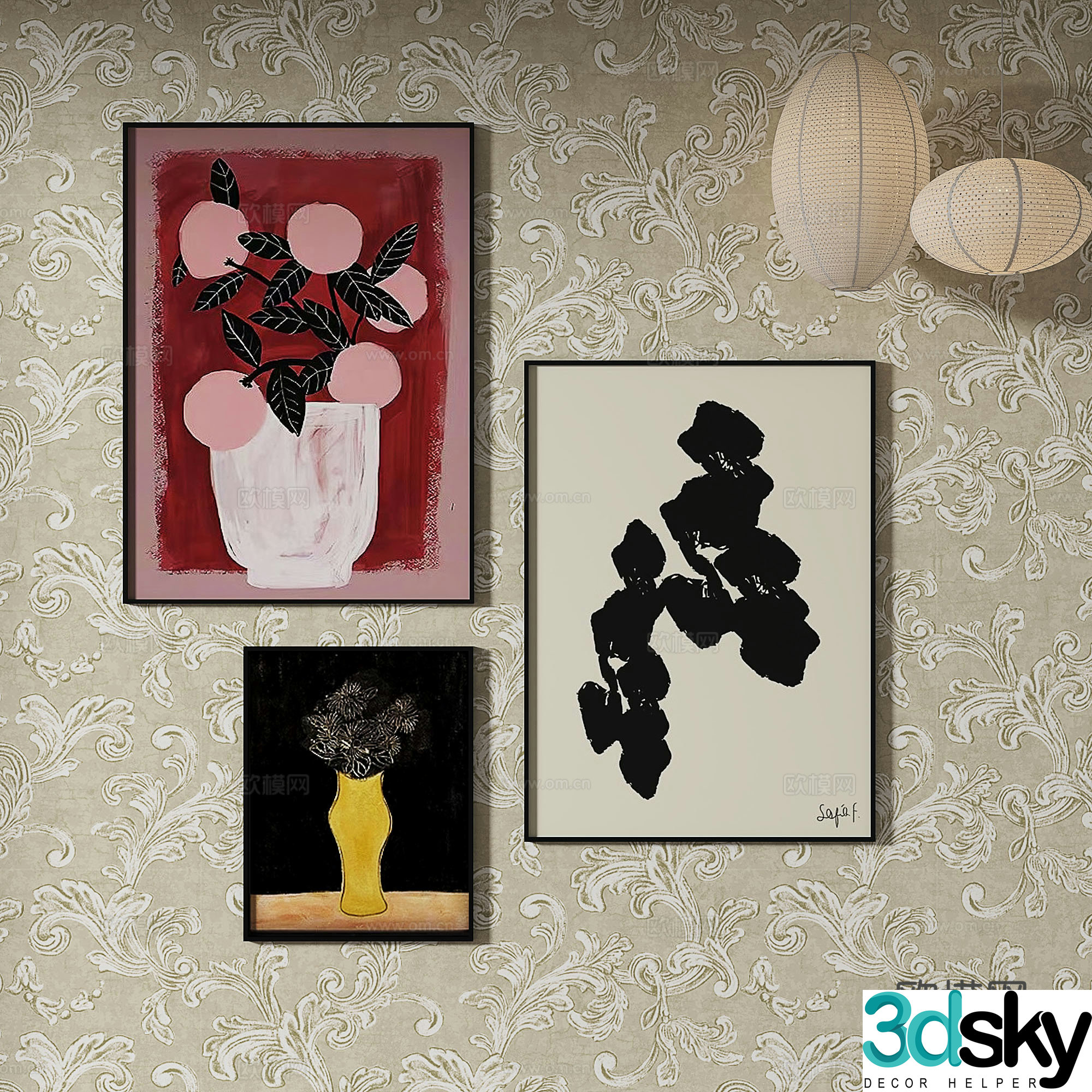 Simple European art painting decorative painting 3d model